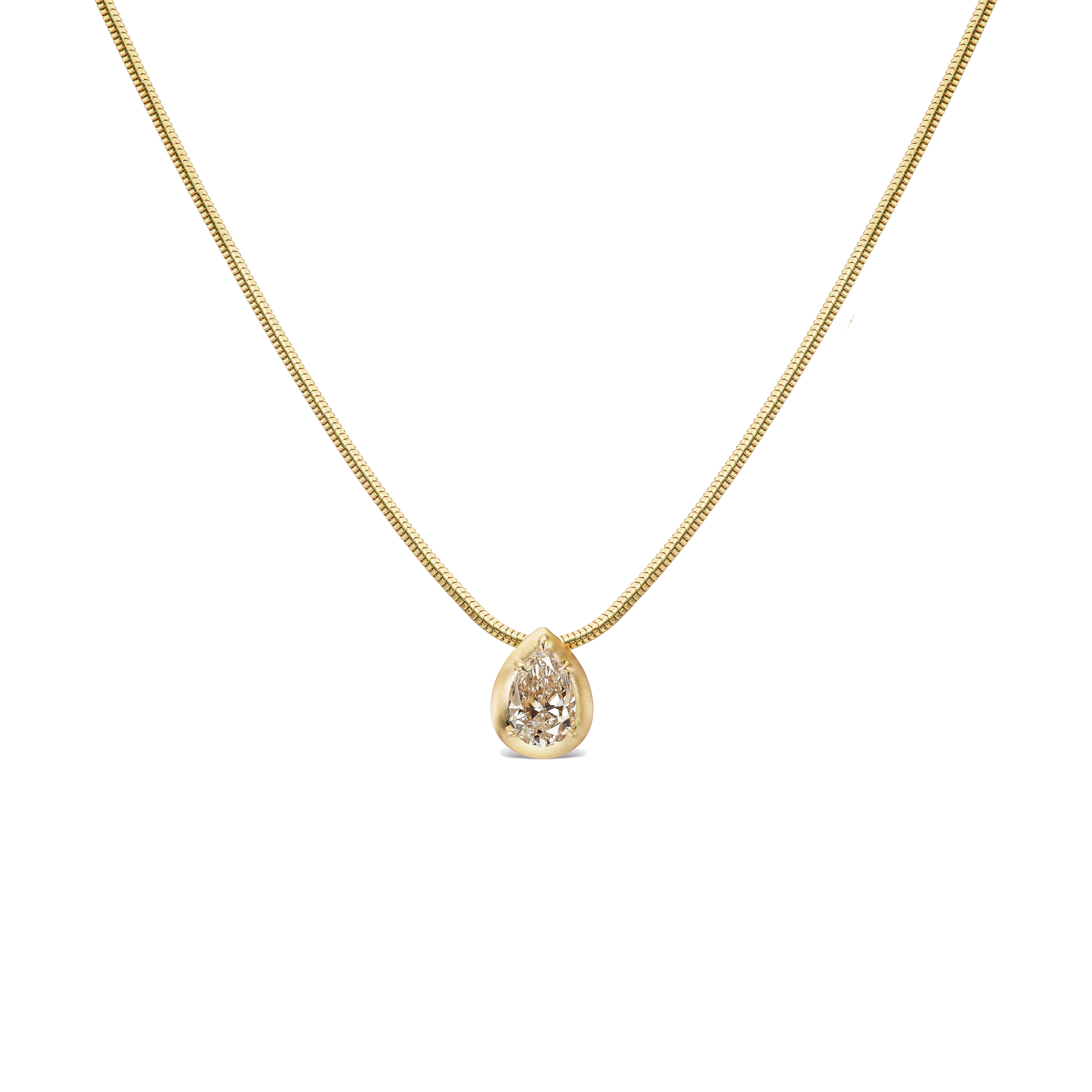 BB KYRAH BROWN PEAR PENDANT DIAMOND NECKLACE