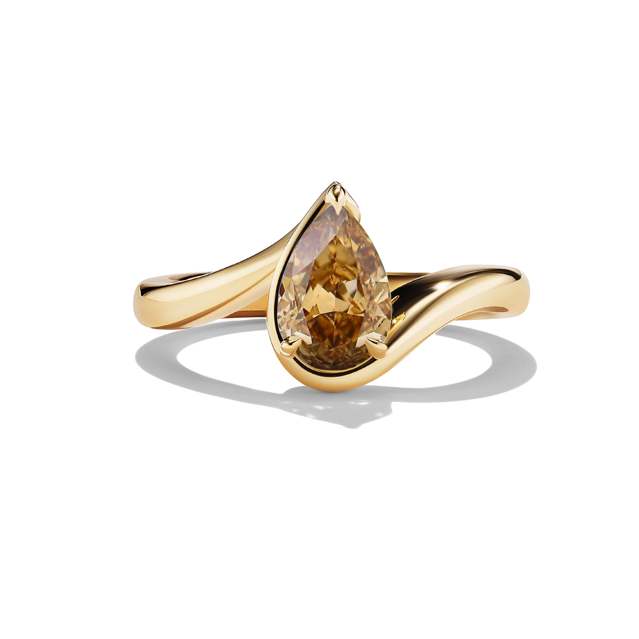 BB Talia Brown Diamond in 14k yellow gold front profile product photo