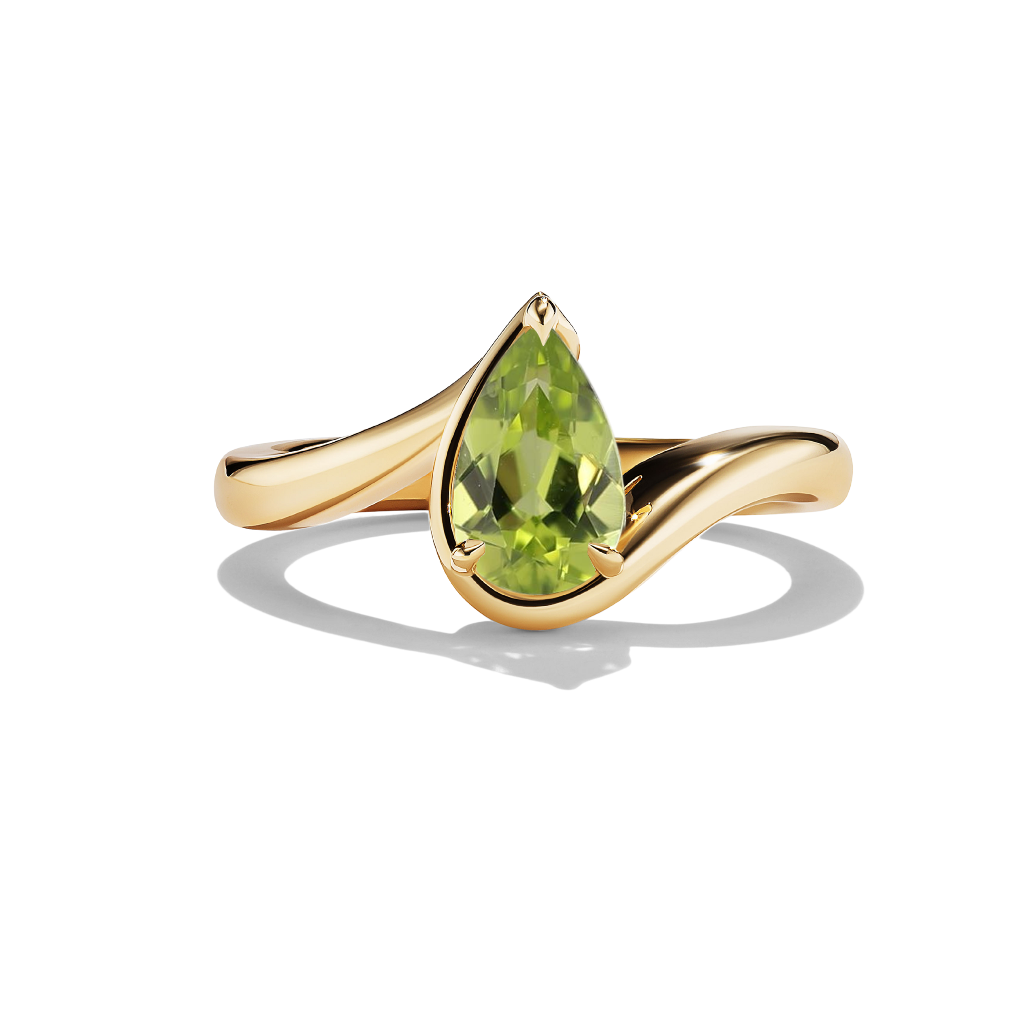 Product photo of BB Talia Peridot in 14k yellow gold, front view