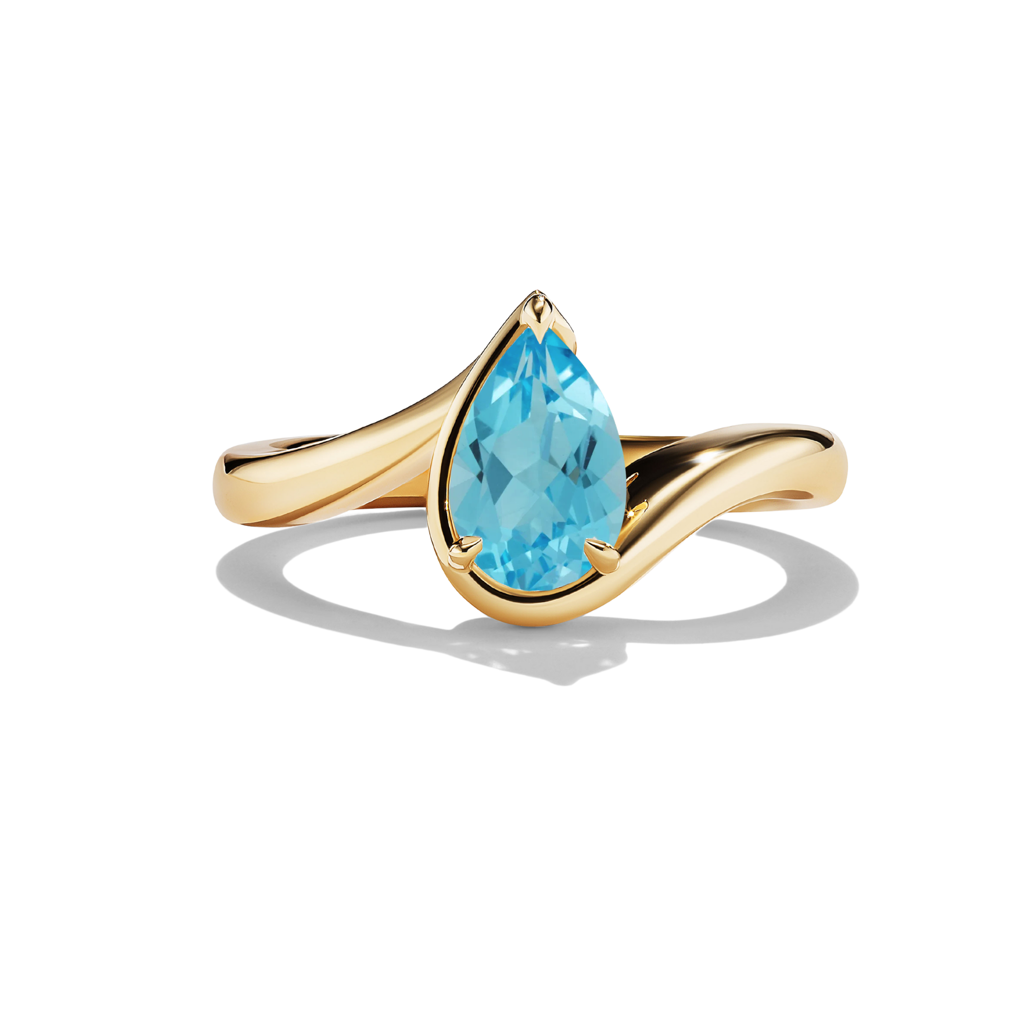 BB Talia Swiss Blue Topaz in 14k yellow gold front profile product photo.