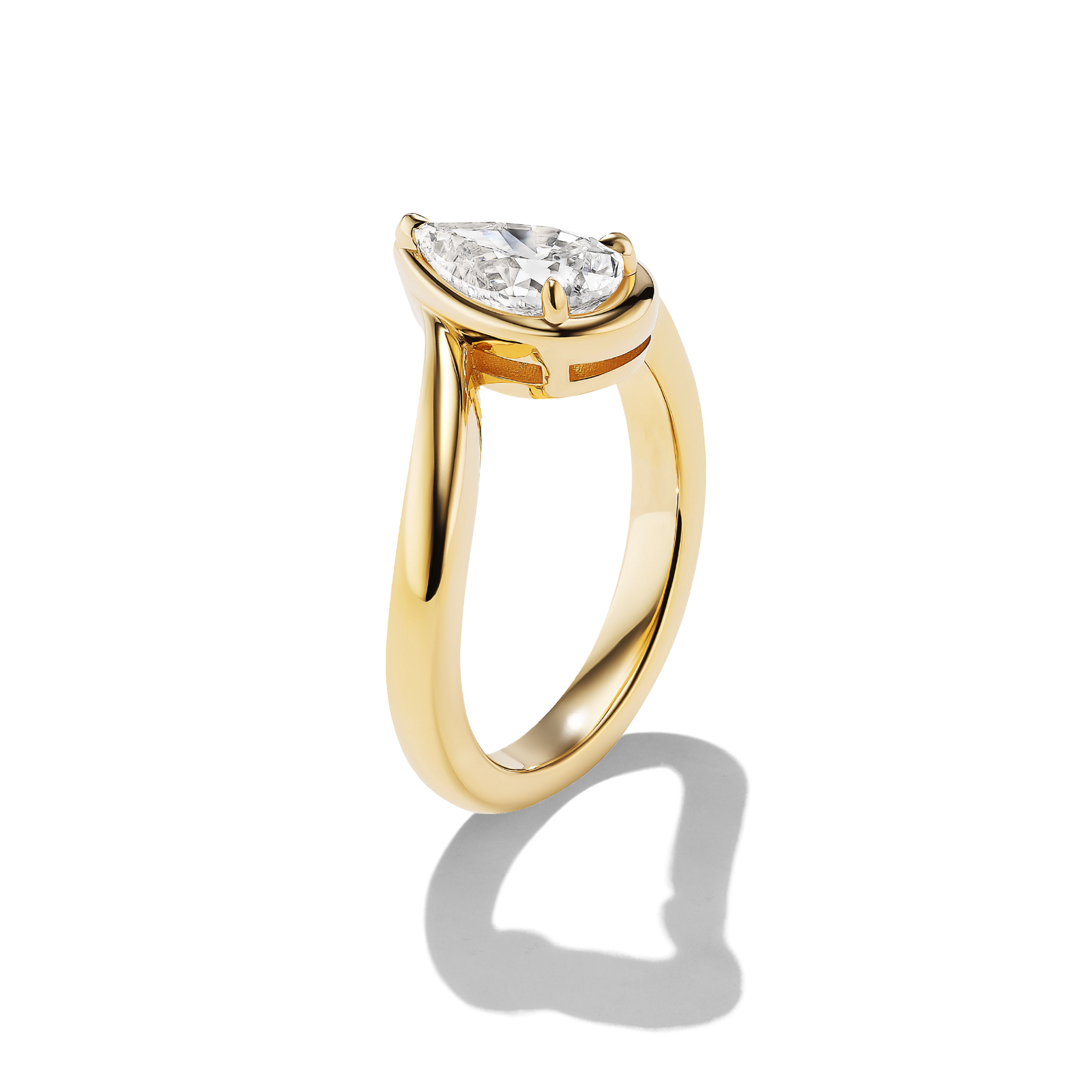 BB Talia White Diamond in 14k yellow gold side profile product photo.