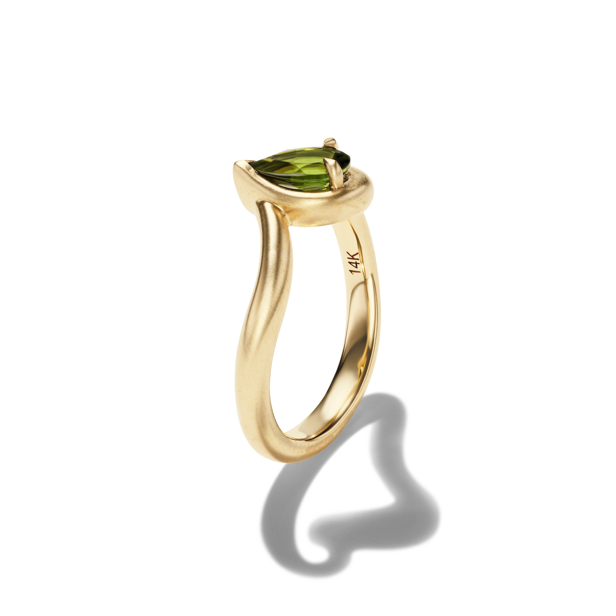 BB THELMA GREEN TOURMALINE GEMSTONE PINKY RING, side view