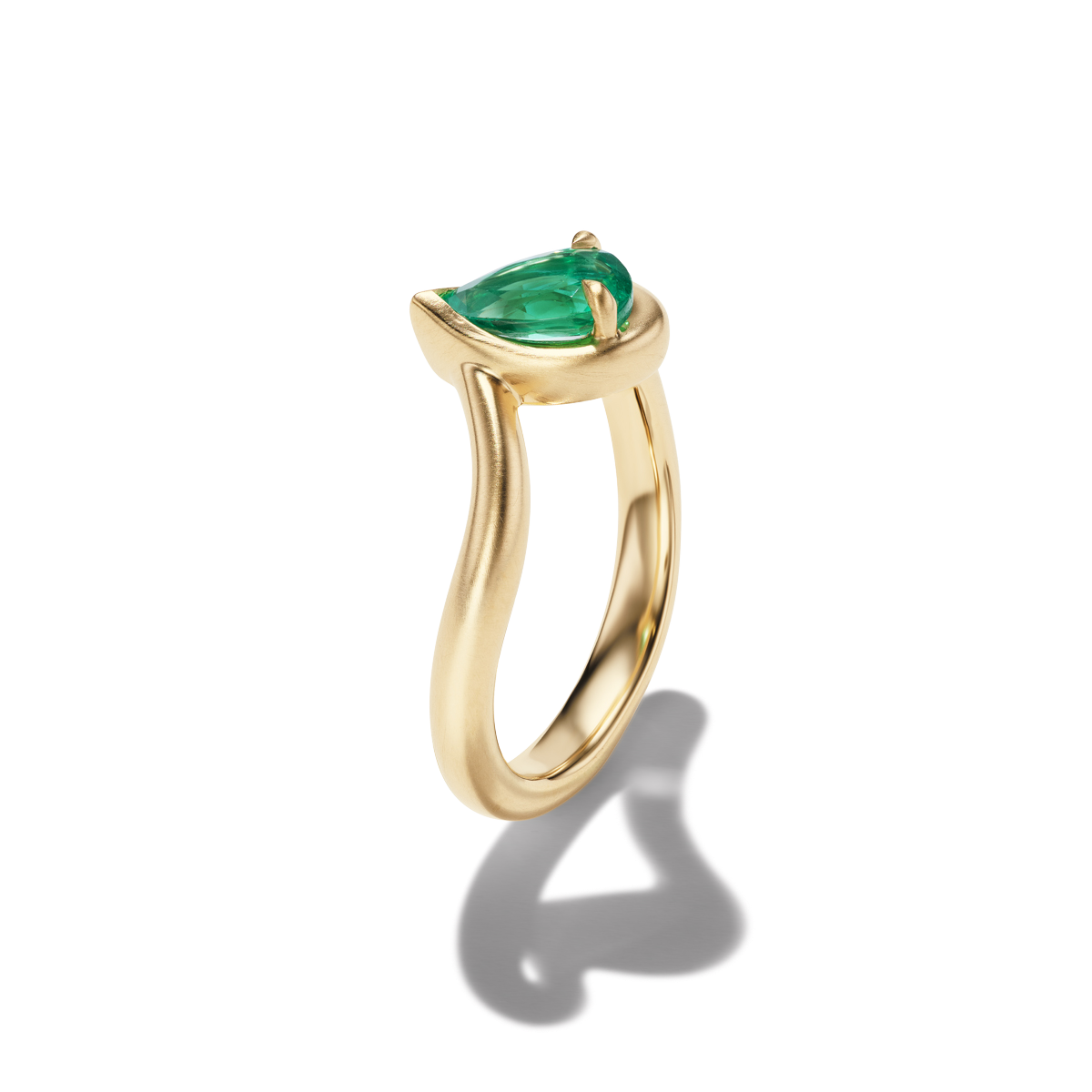 BB THELMA EMERALD GEMSTONE PINKY RING, side view