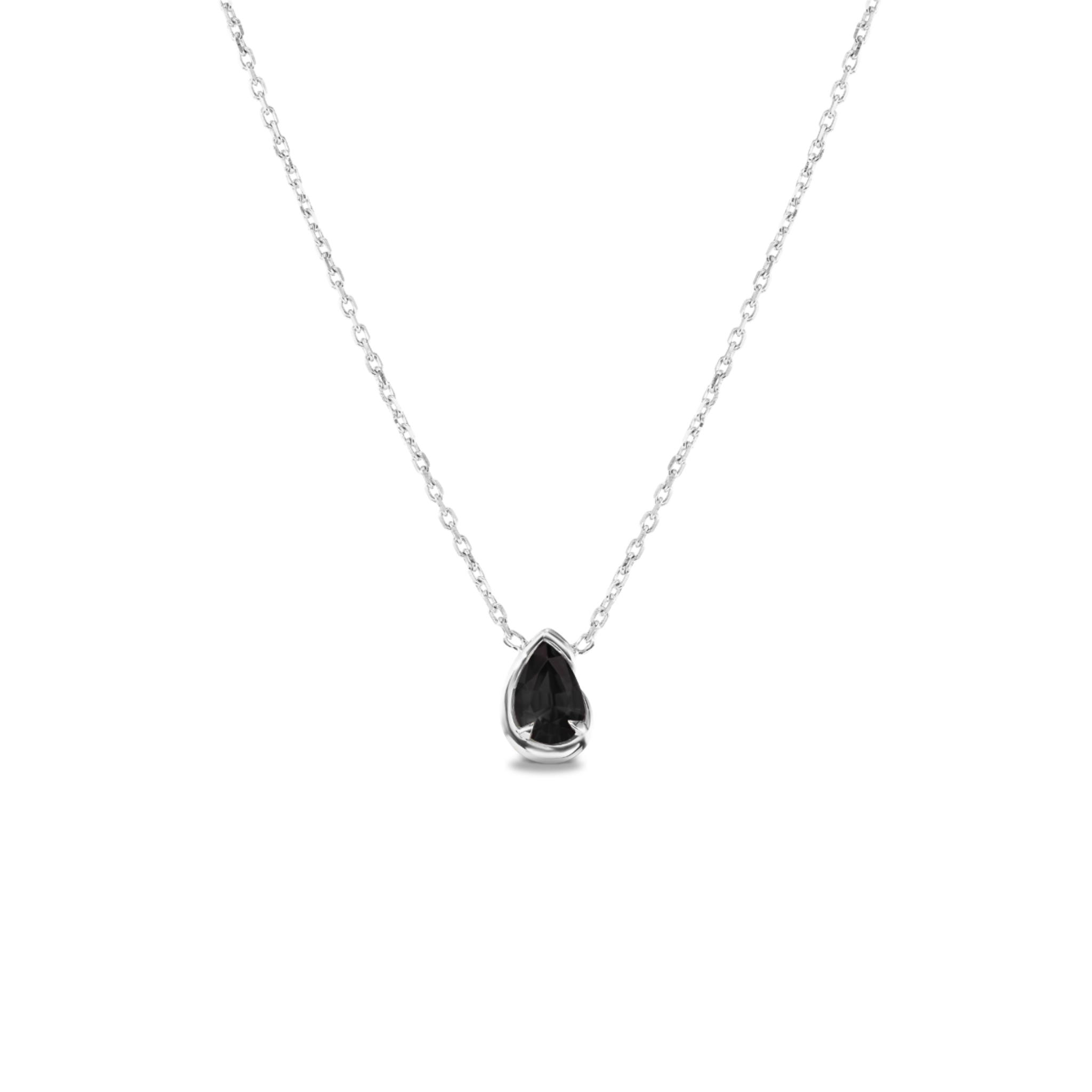 BB Thelma Necklace Onyx in white gold, front view