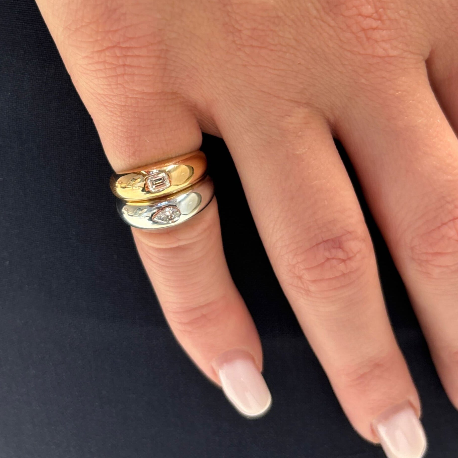 Bayley Yellow Gold and Platinum Pinky Ring Stack