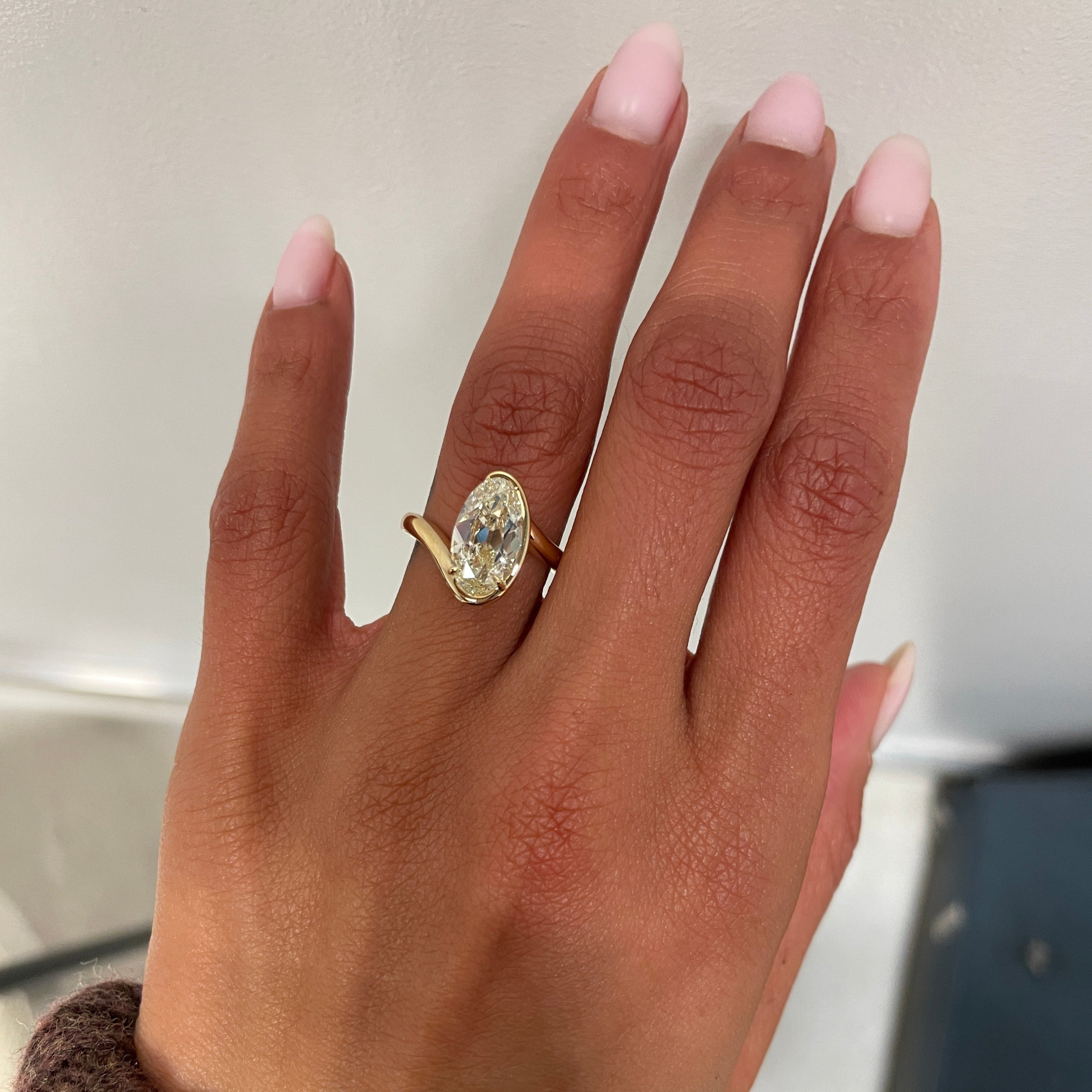 Bespoke Talia Yellow Oval Diamond - on hand
