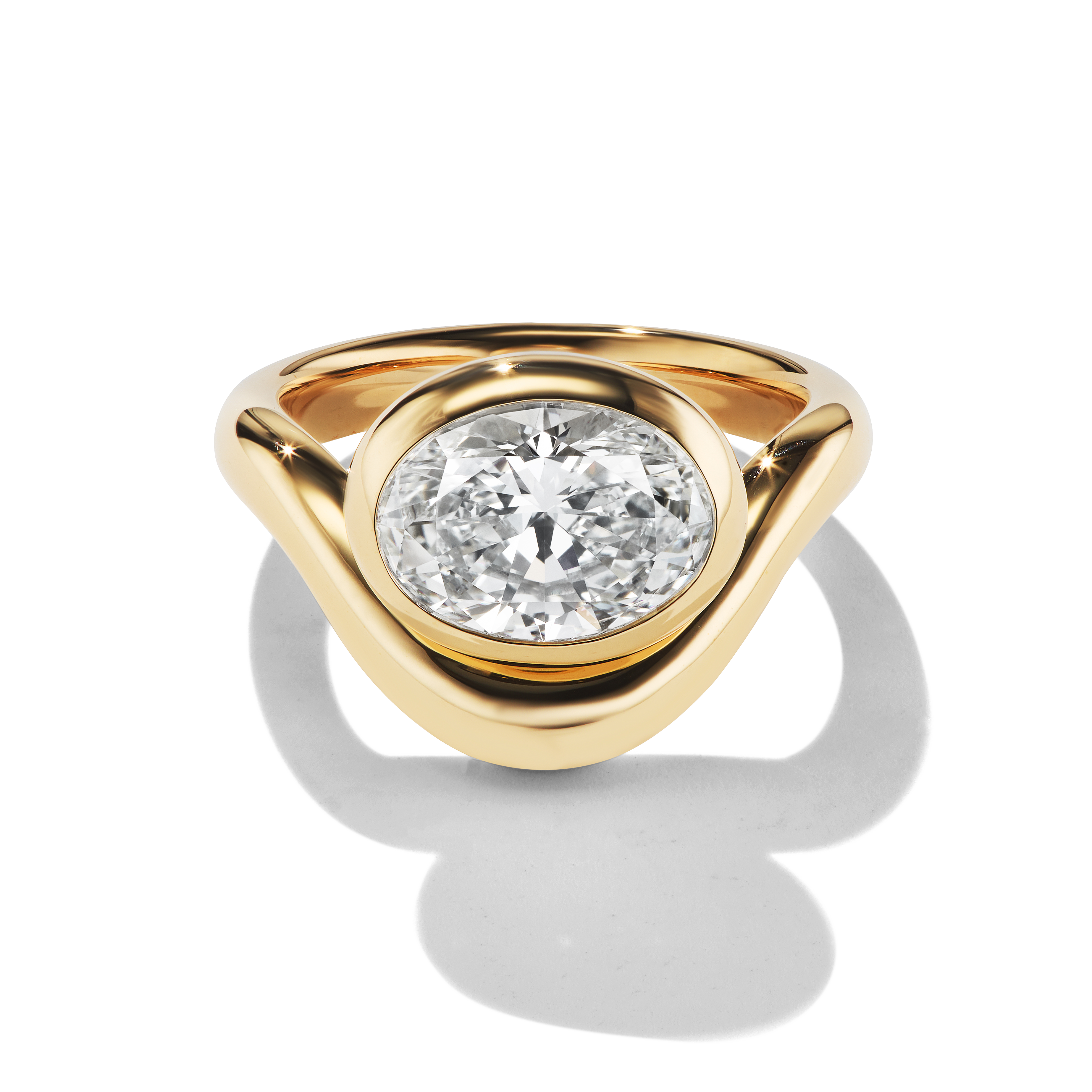 Bespoke White Diamond Deepa in Yellow Gold, Front View