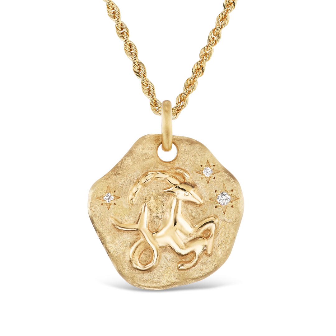 LARGE 14KT YG ZODIAC MEDALLION