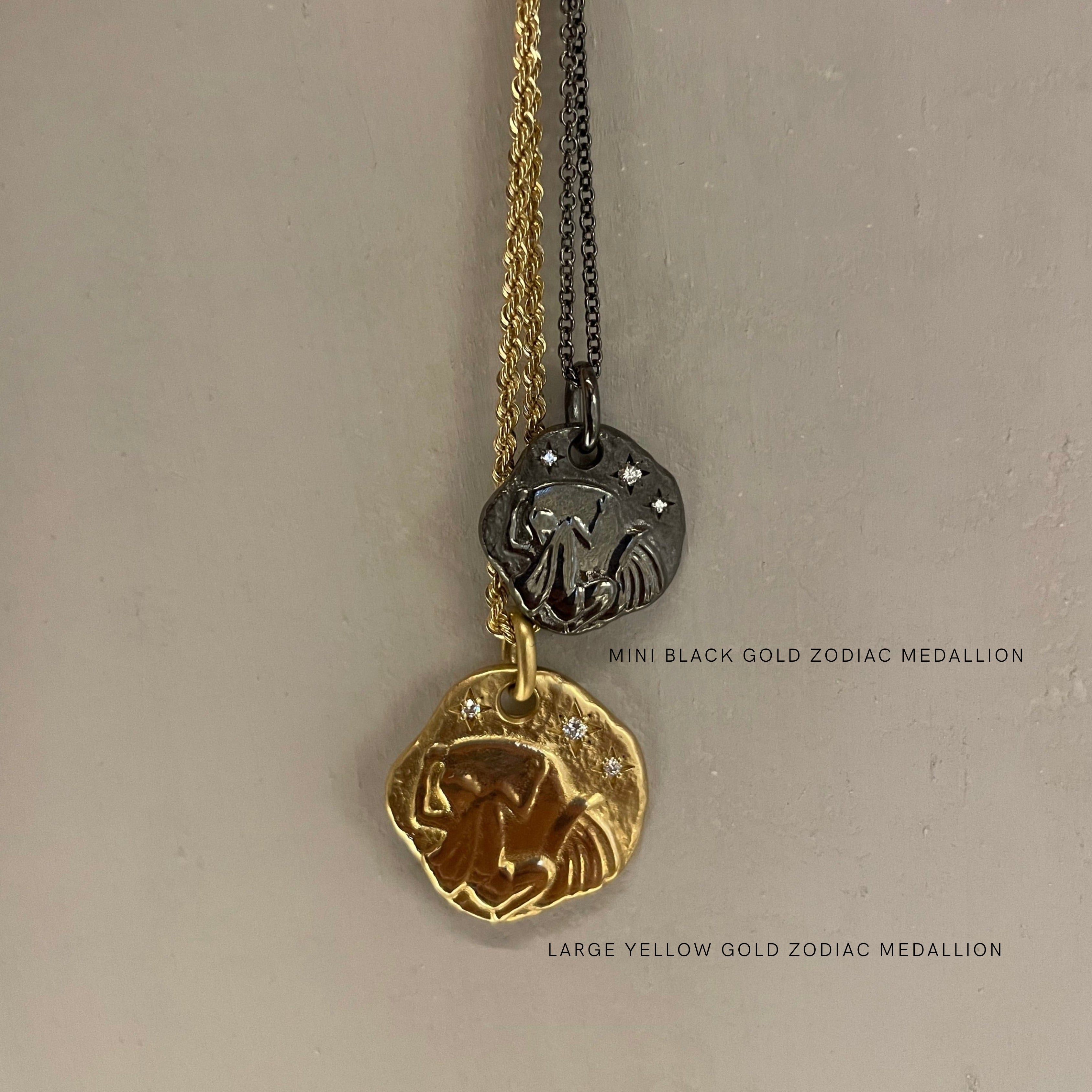MINI 18KT BLACK GOLD ZODIAC MEDALLION