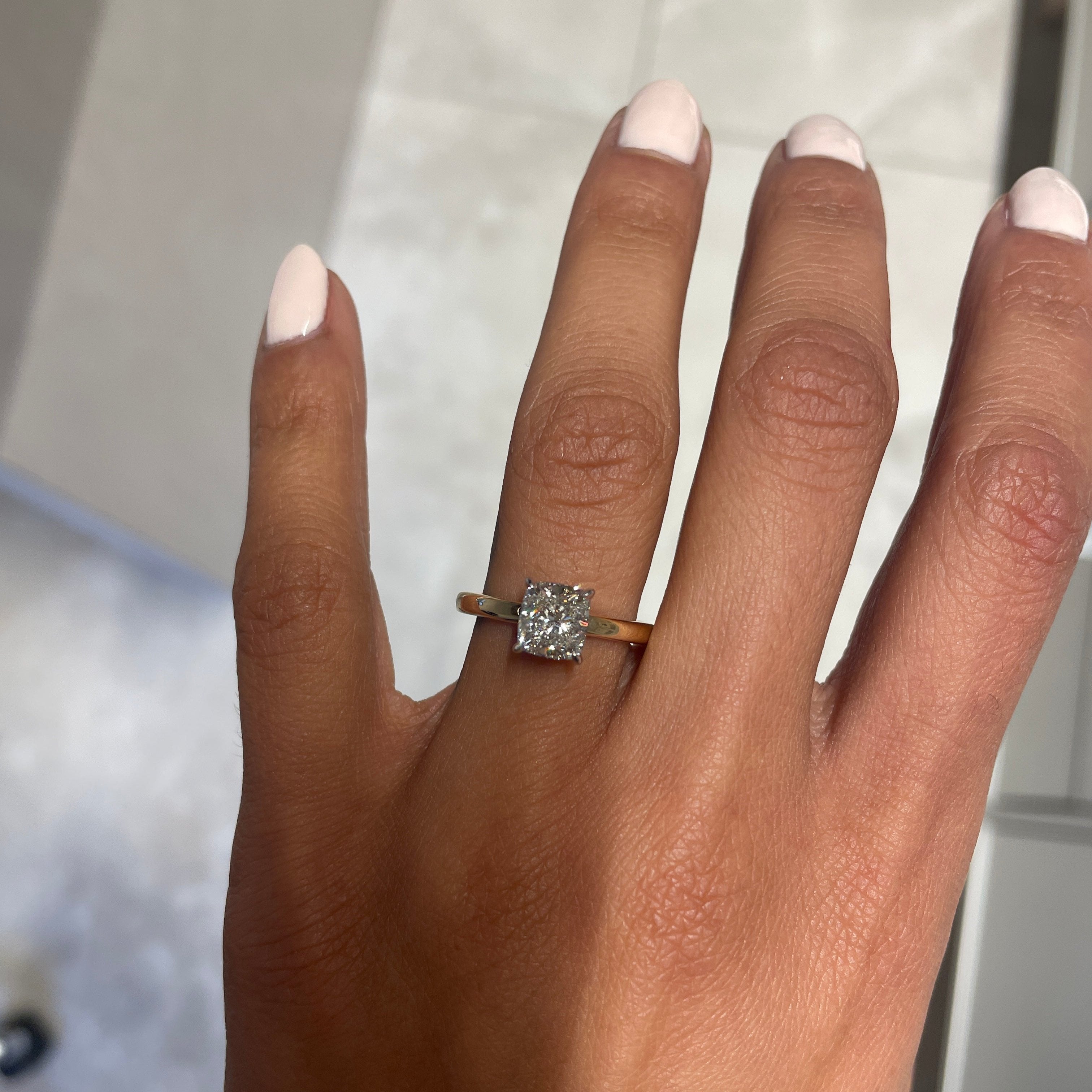 Cushion Cut Solitaire Ring, on hand