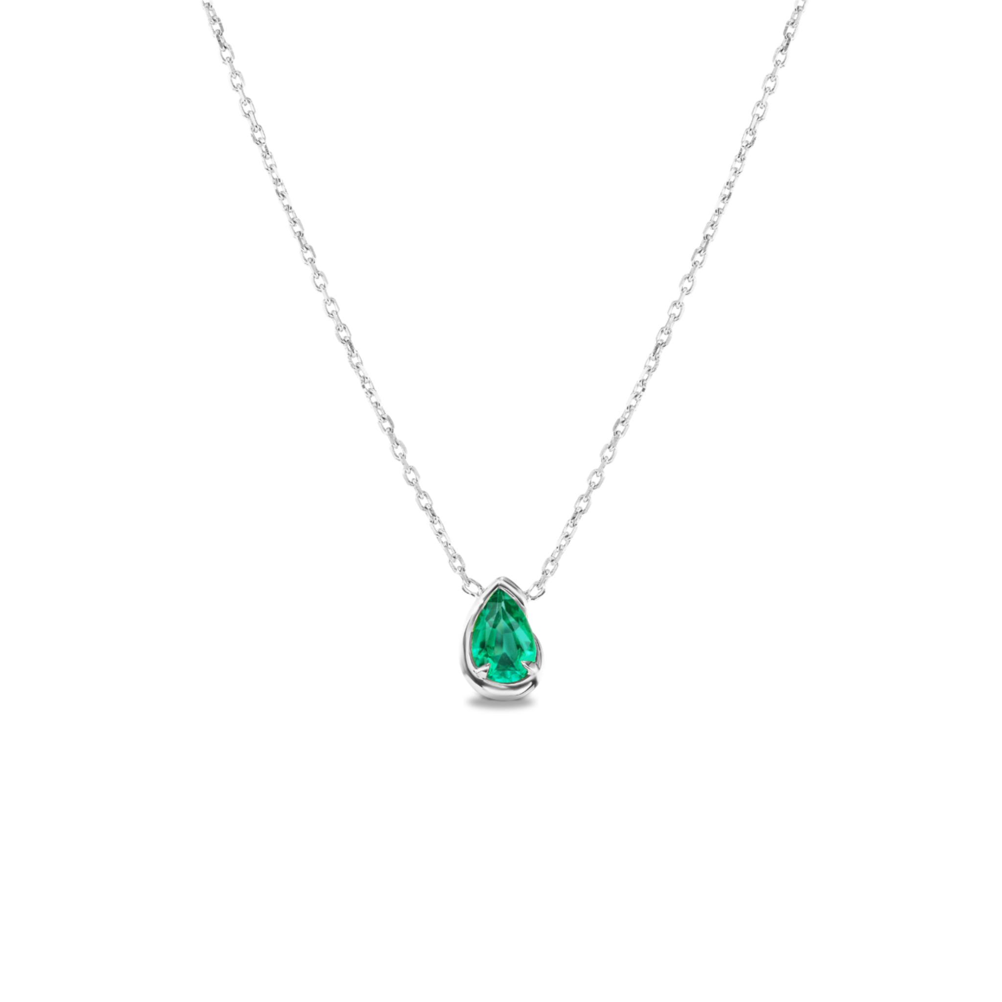 BB Thelma necklace emerald, white gold, front view