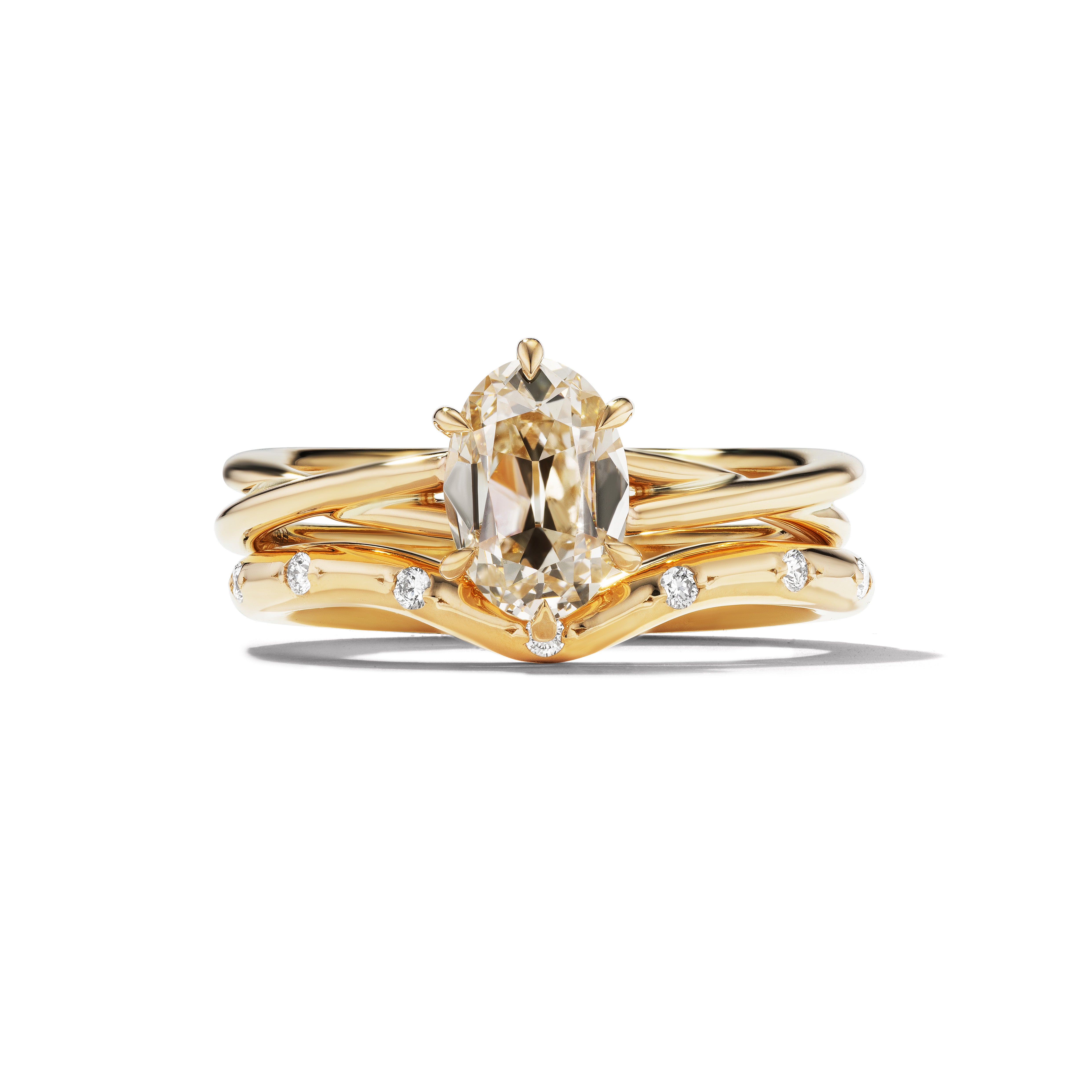 ESTELLE Engagement Ring Stacked with IRIS wedding Band