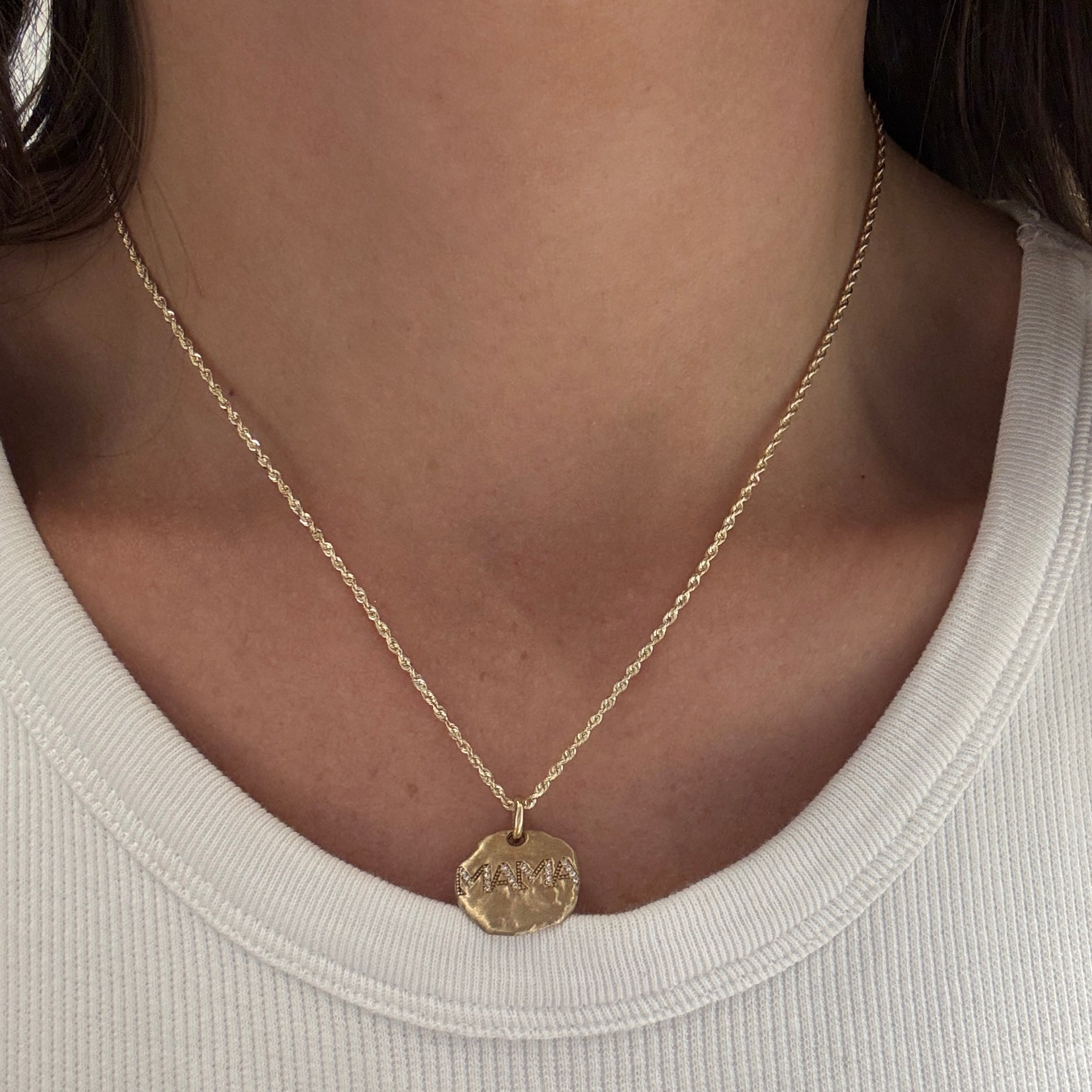 Eva Rope Chain Pair with Mama Diamond Stylized Medallion