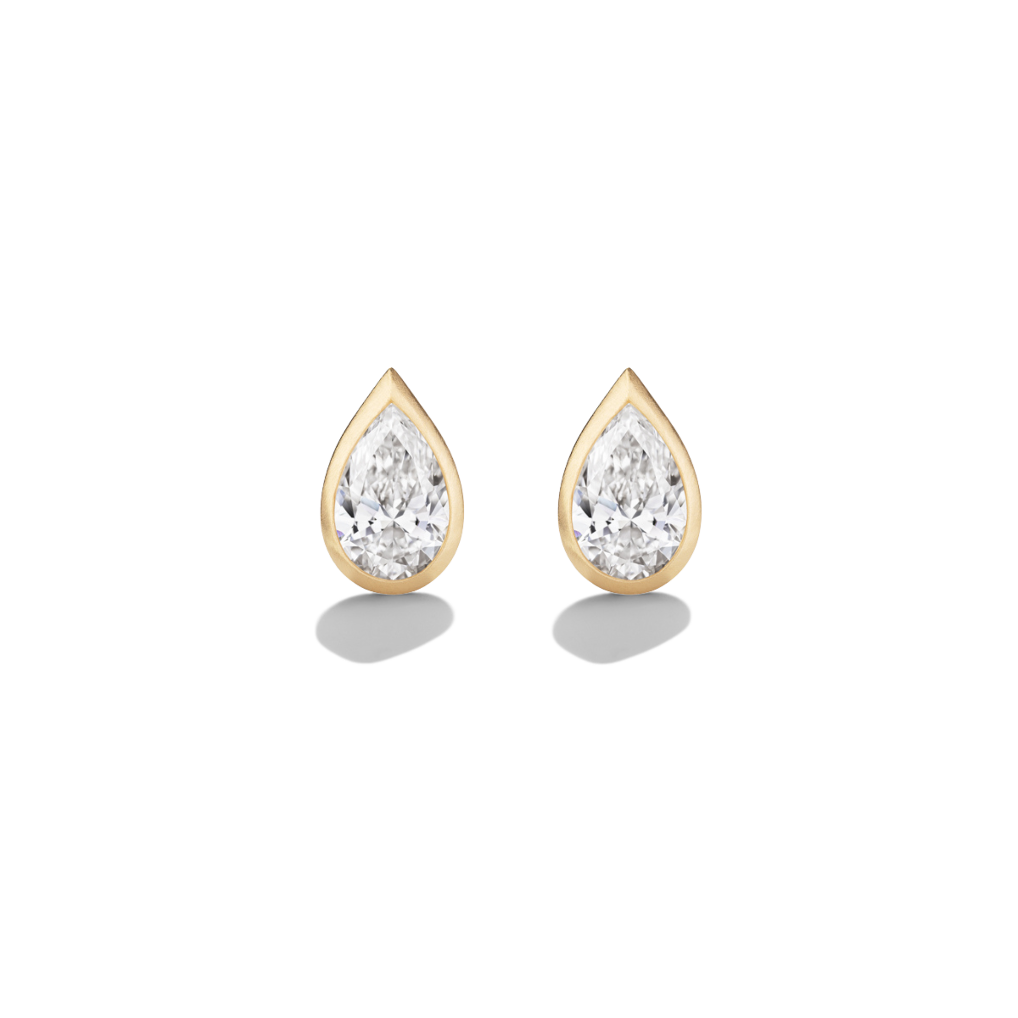 Knox Pear Cut White Diamond Bezel Stud Earrings