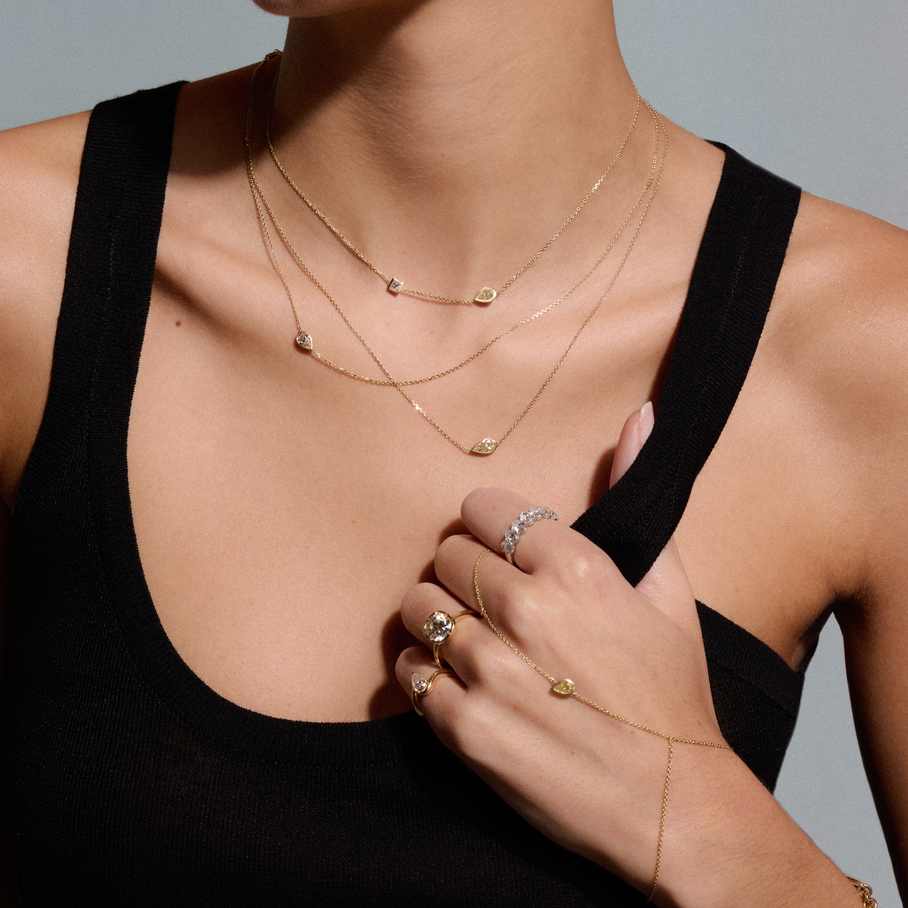 MAX MINI 2 STONE YELLOW DIAMOND NECKLACE