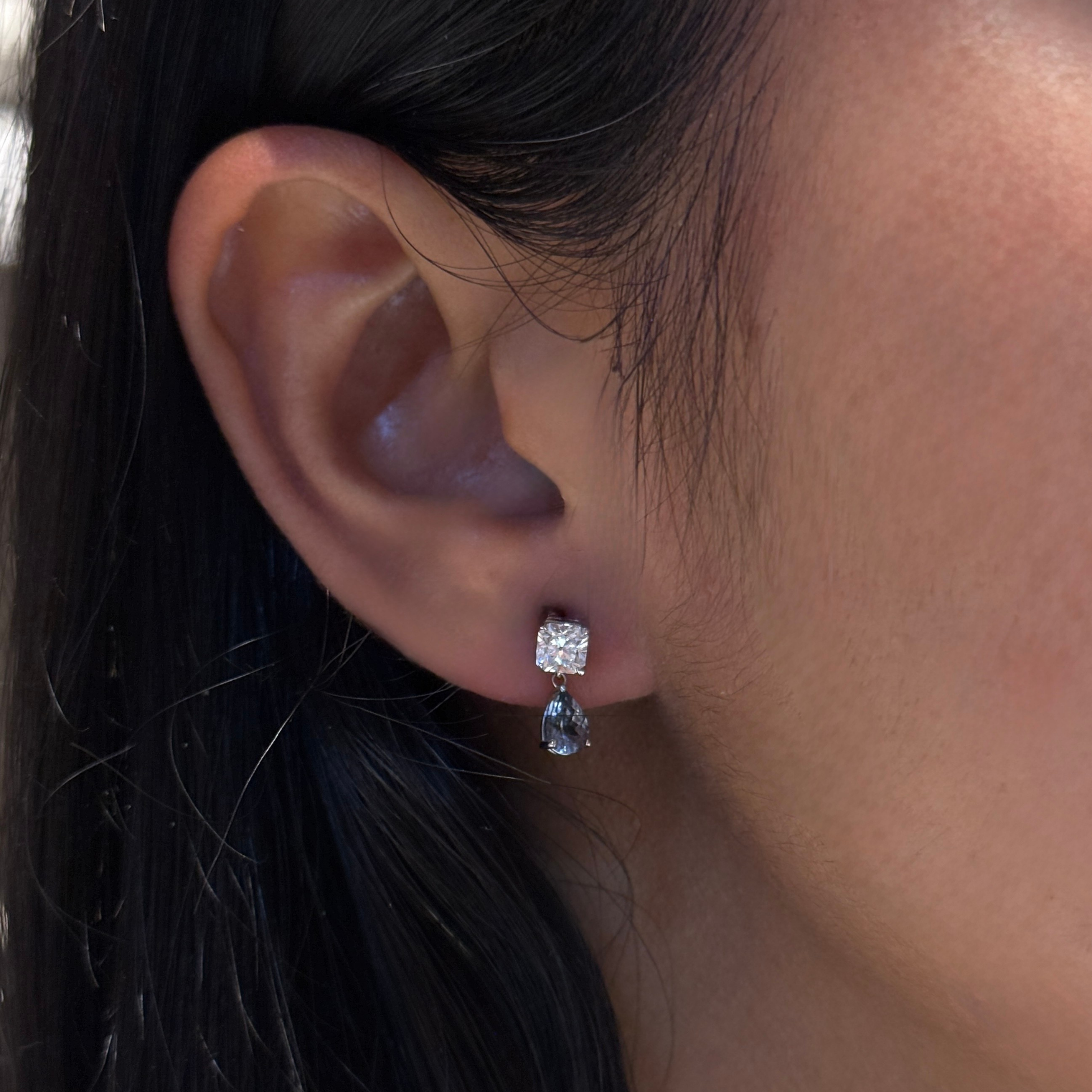 MONA 2 STONE GREY SPINEL DROP EARRINGS - CANADAMARK®