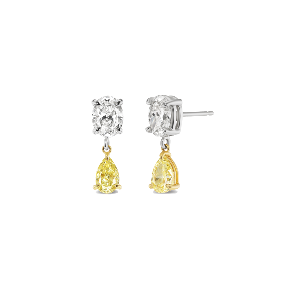 MONA OVAL 2 STONE YELLOW DIAMOND DROP EARRINGS