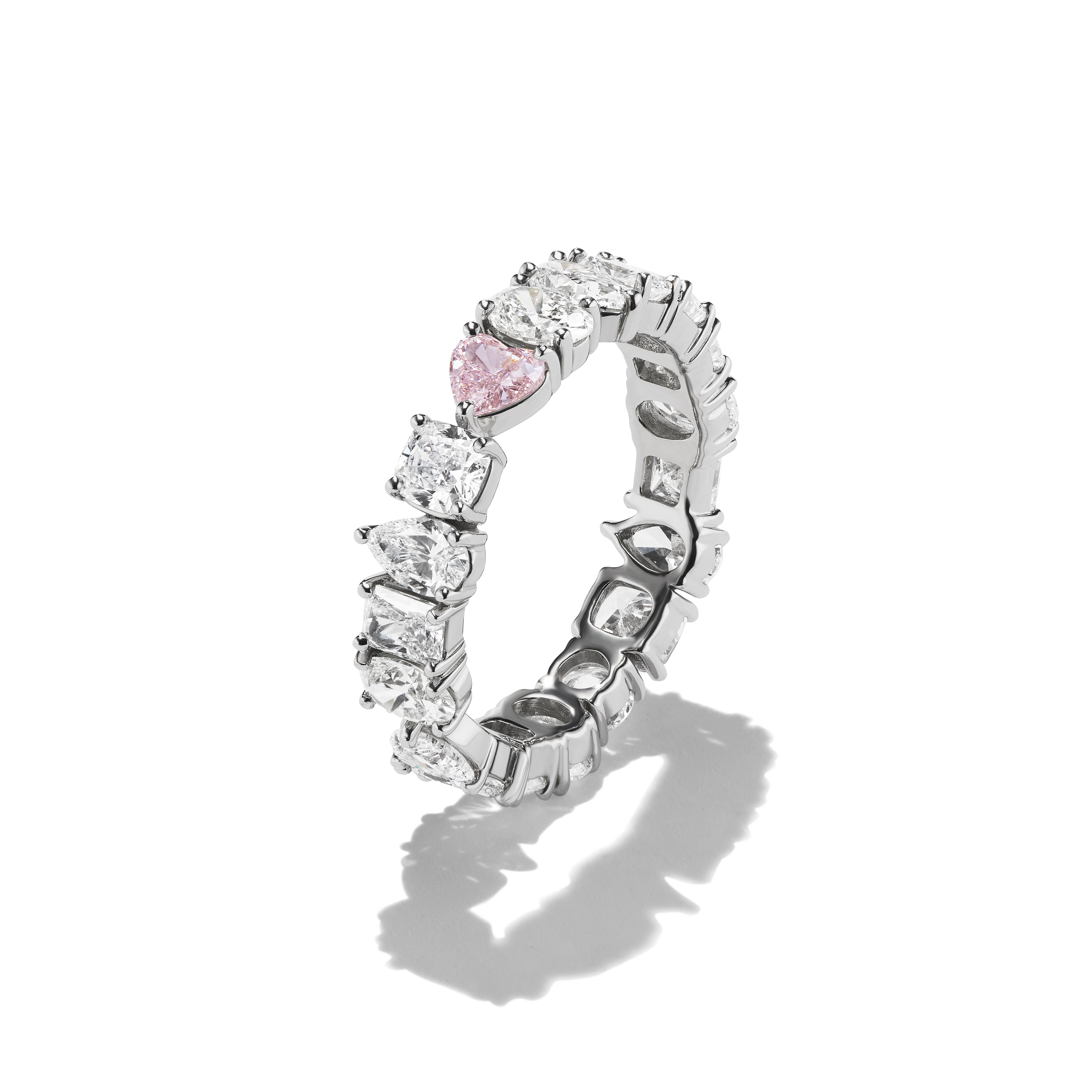 Bespoke Alaya with Pink Heart Diamond, Platinum Eternity Band