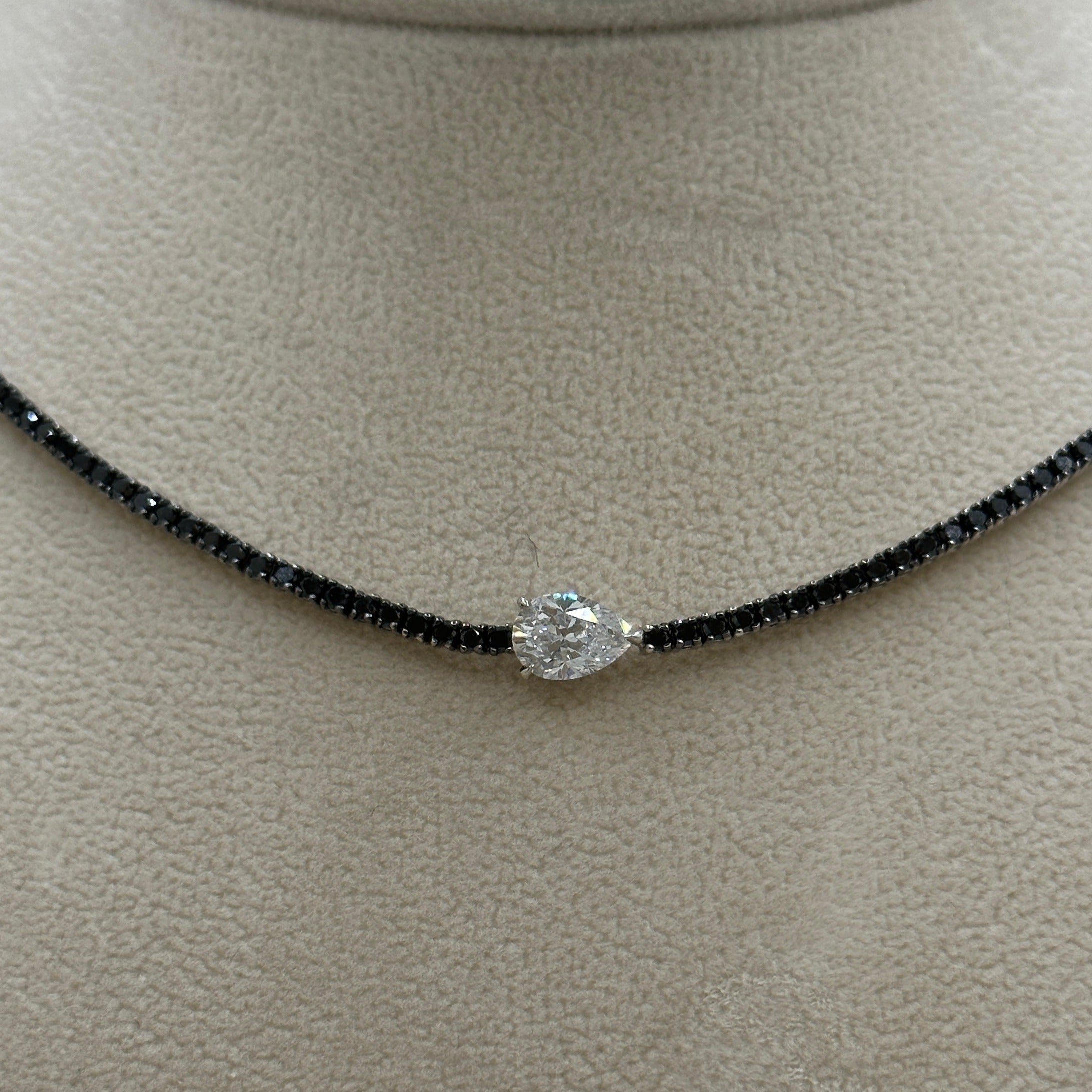 Noir Choker Necklace, on display - close up