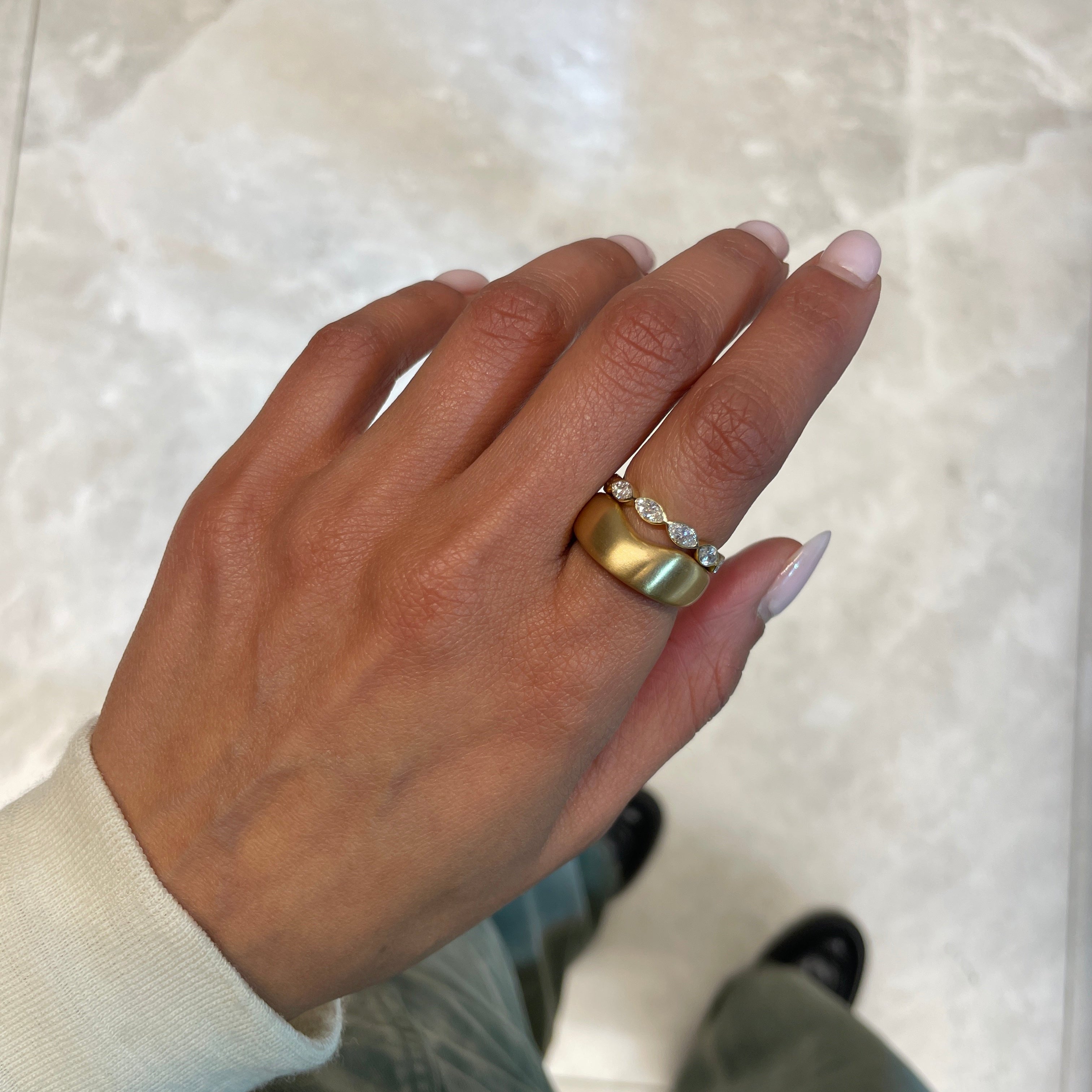 ORA and JUNO Marquise wedding bands - on hand