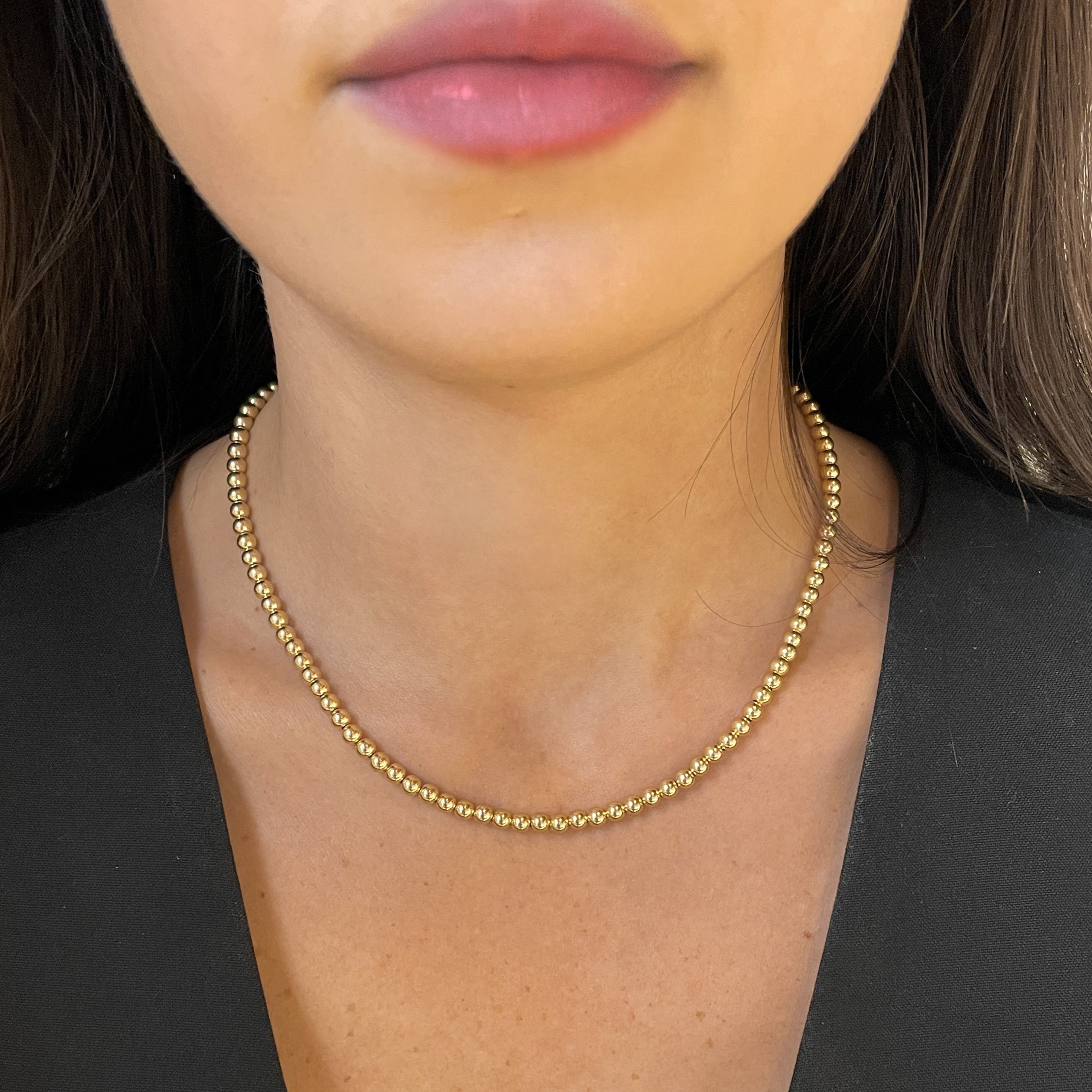 NAVENA 14KT 4MM BALL CHAIN NECKLACE