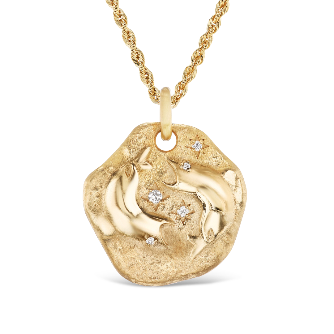 LARGE 14KT YG ZODIAC MEDALLION