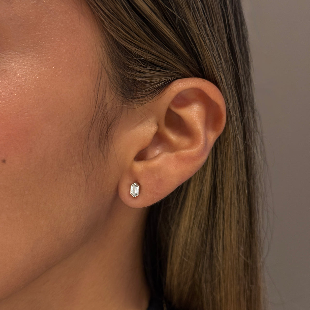 VIYA HEXAGONAL DIAMOND STUDS