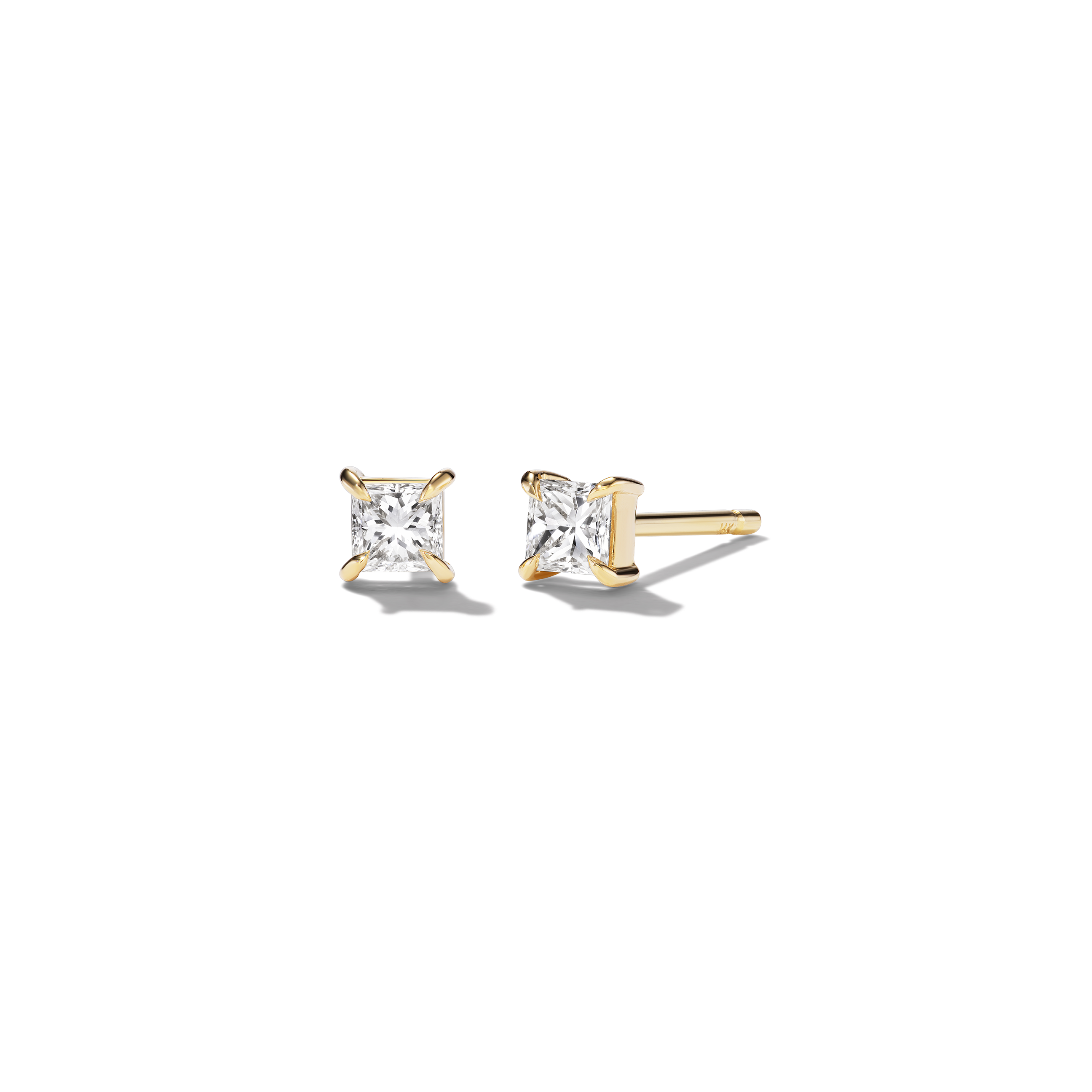 Lina Princess Cut Earrings - product view - yellow gold