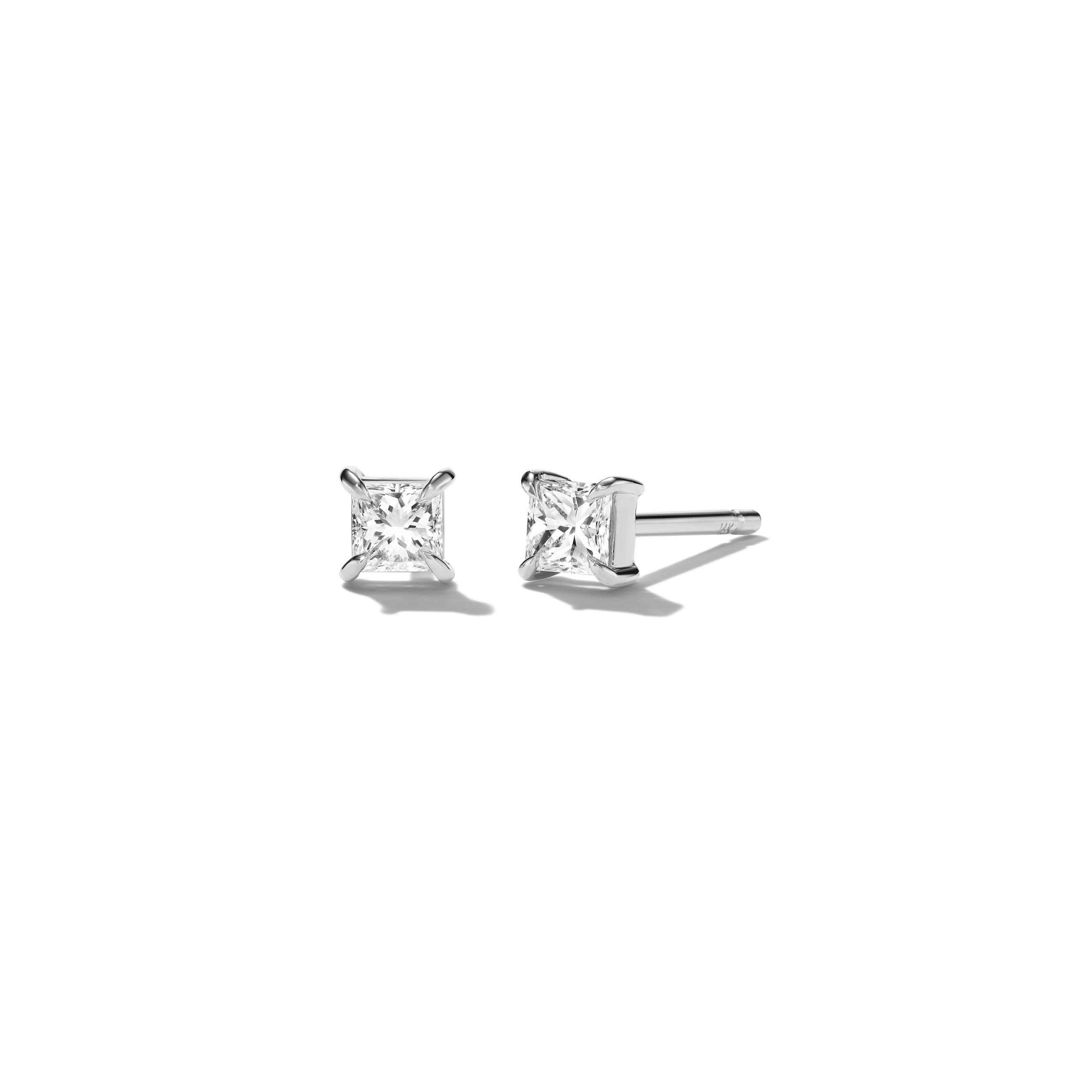 Lina Princess Cut Earrings - White Gold - product view