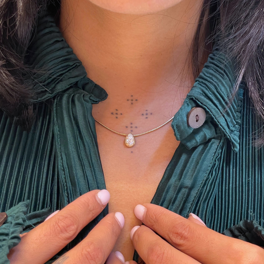 BB KYRAH WHITE DIAMOND PEAR PENDANT NECKLACE