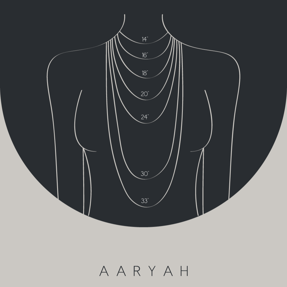 AMARA SPACED OUT LETTER NECKLACE - AARYAH Necklace Measurements