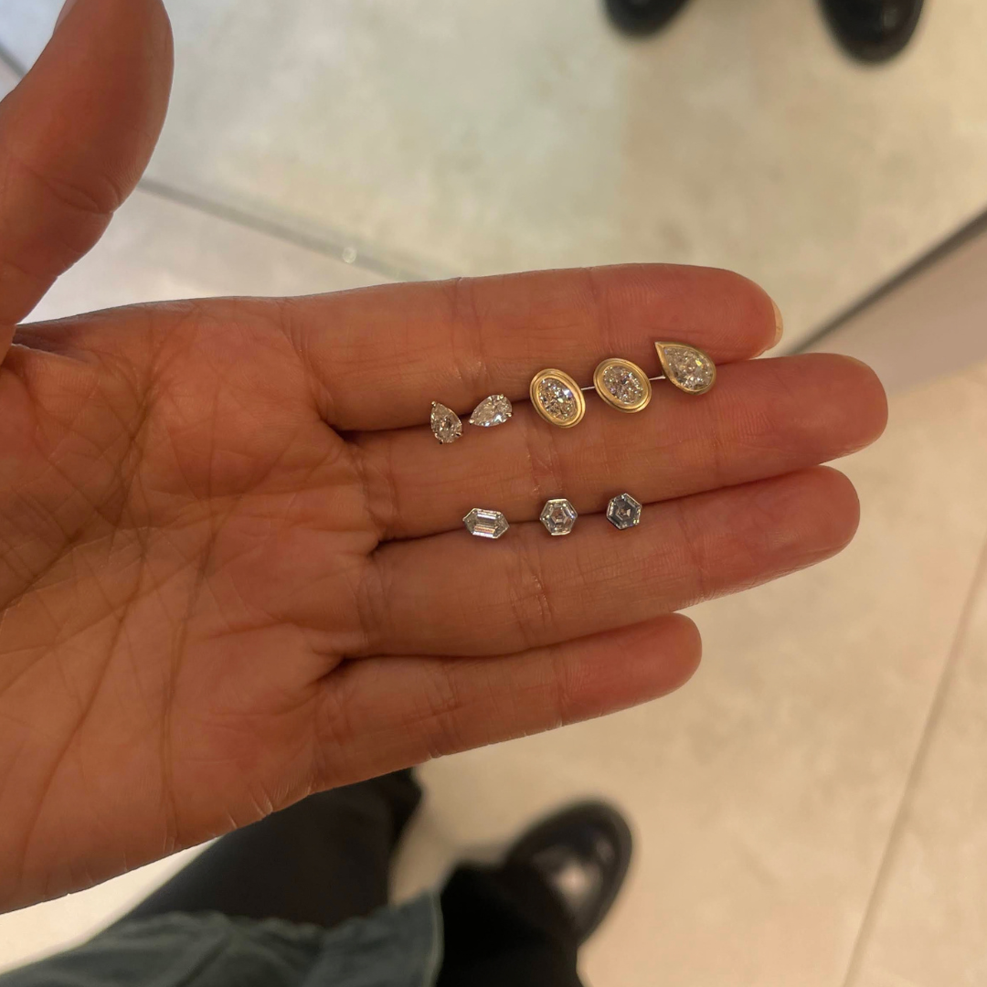 MIA MINI HEXAGONAL DIAMOND STUDS