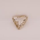 Triangular cut diamond on a light gray background