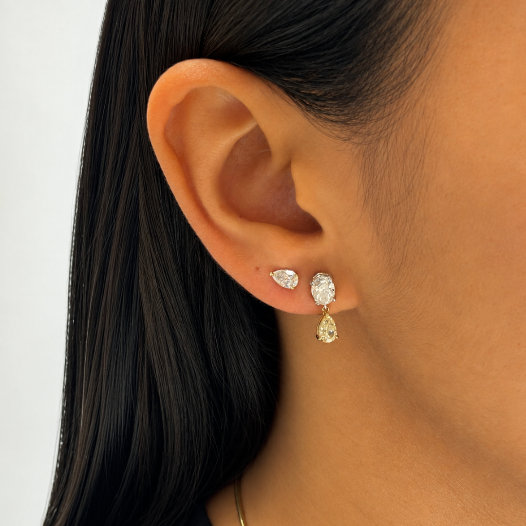 MONA OVAL 2 STONE YELLOW DIAMOND DROP EARRINGS (GIA certified)