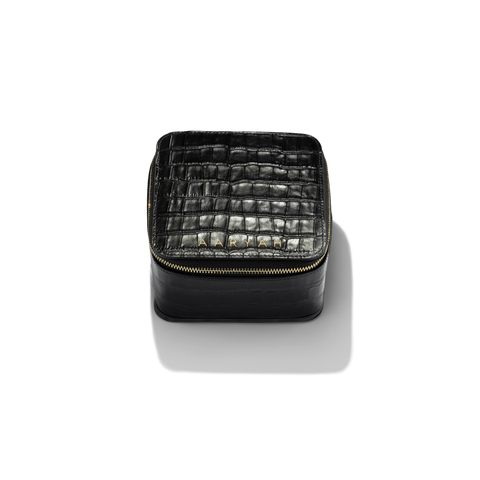 AARYAH | AARYAH x Leatherology Black Croc Leather Jewelry Case