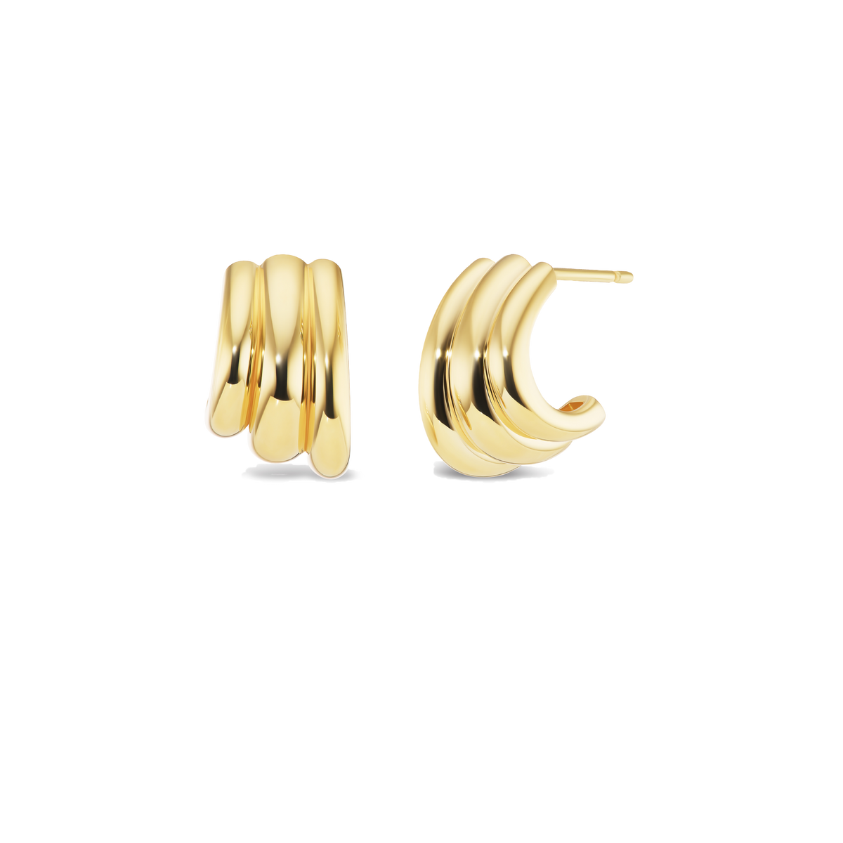 AVERY THREE ROW HUGGIE EARRINGS