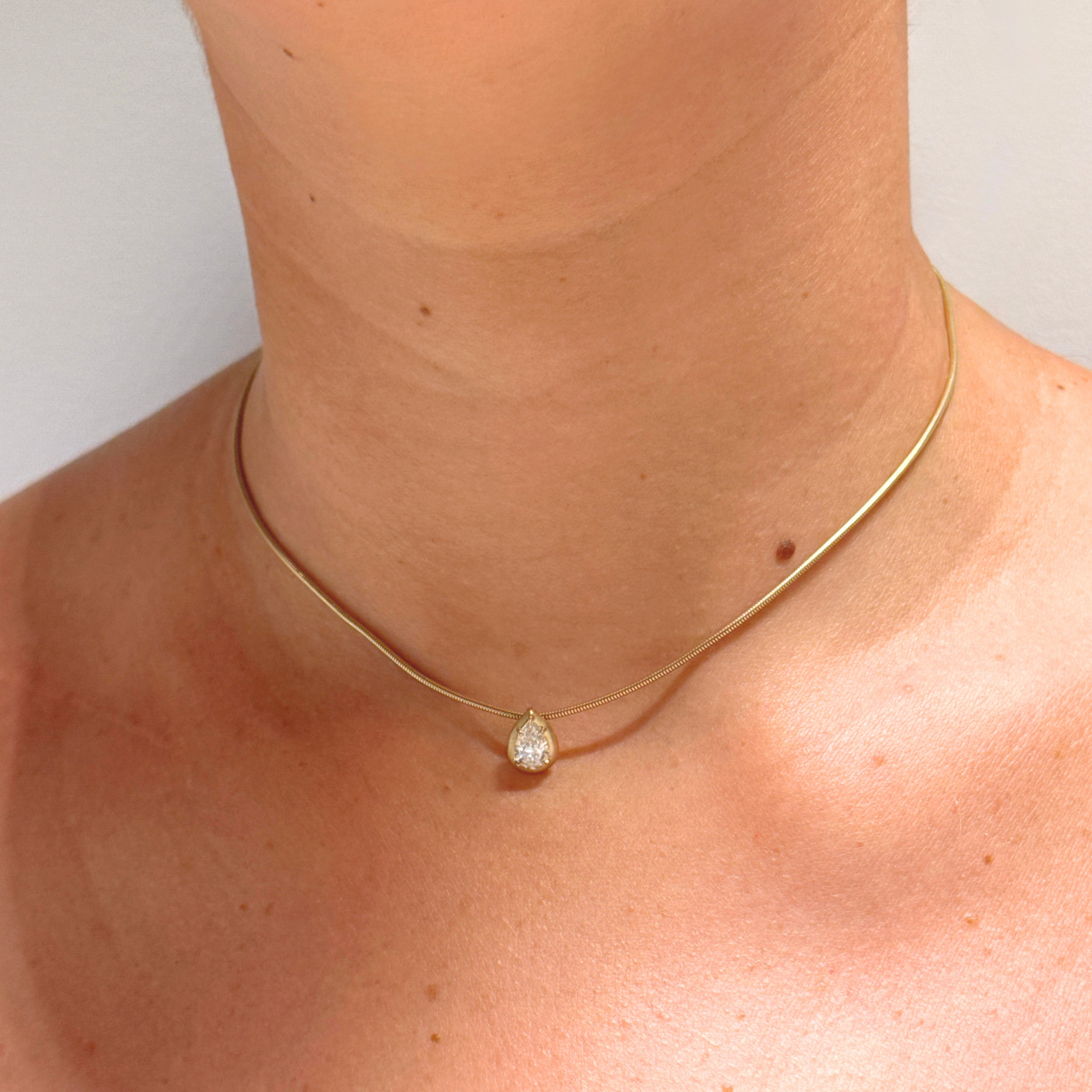 BB KYRAH BROWN PEAR PENDANT DIAMOND NECKLACE