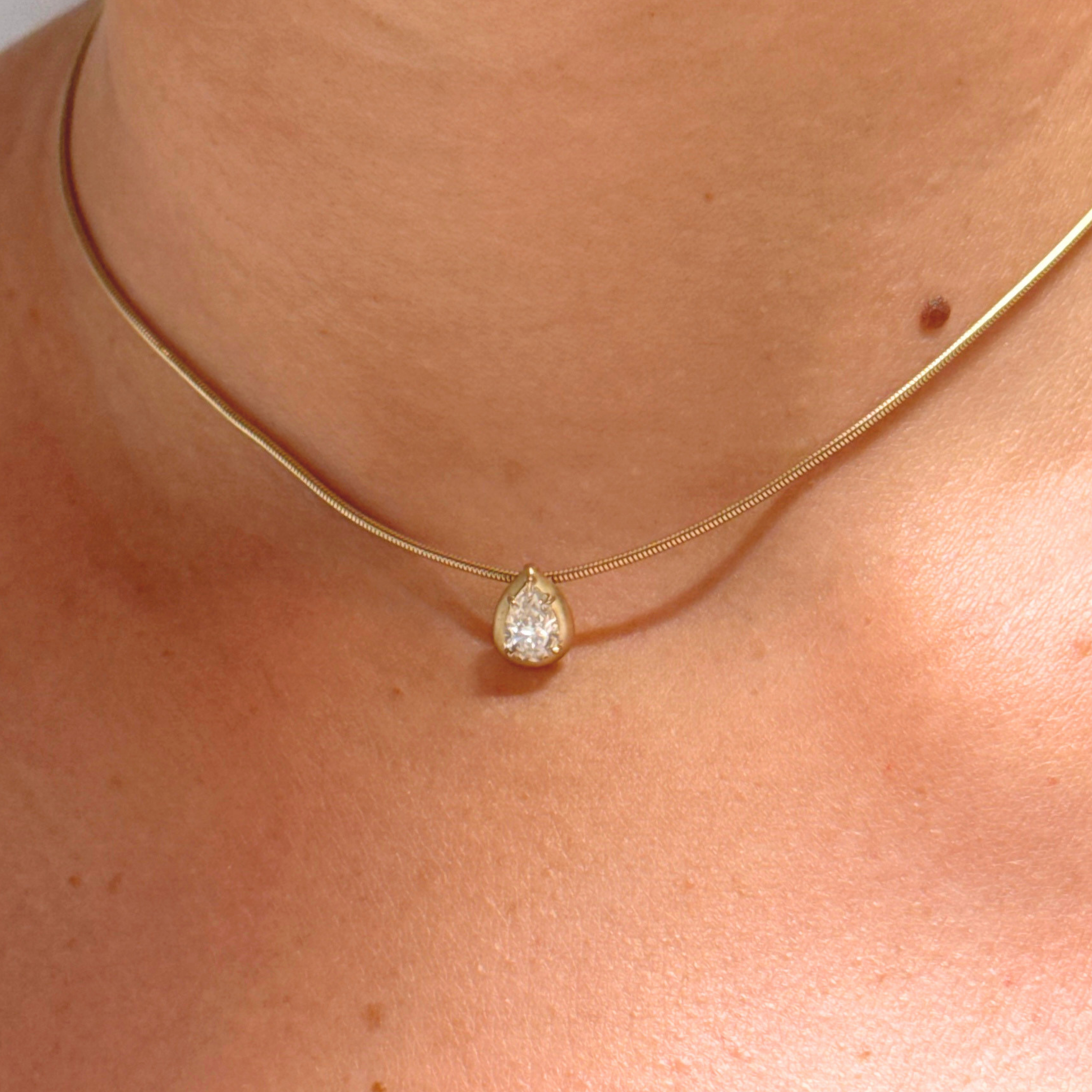 BB KYRAH BROWN PEAR PENDANT DIAMOND NECKLACE
