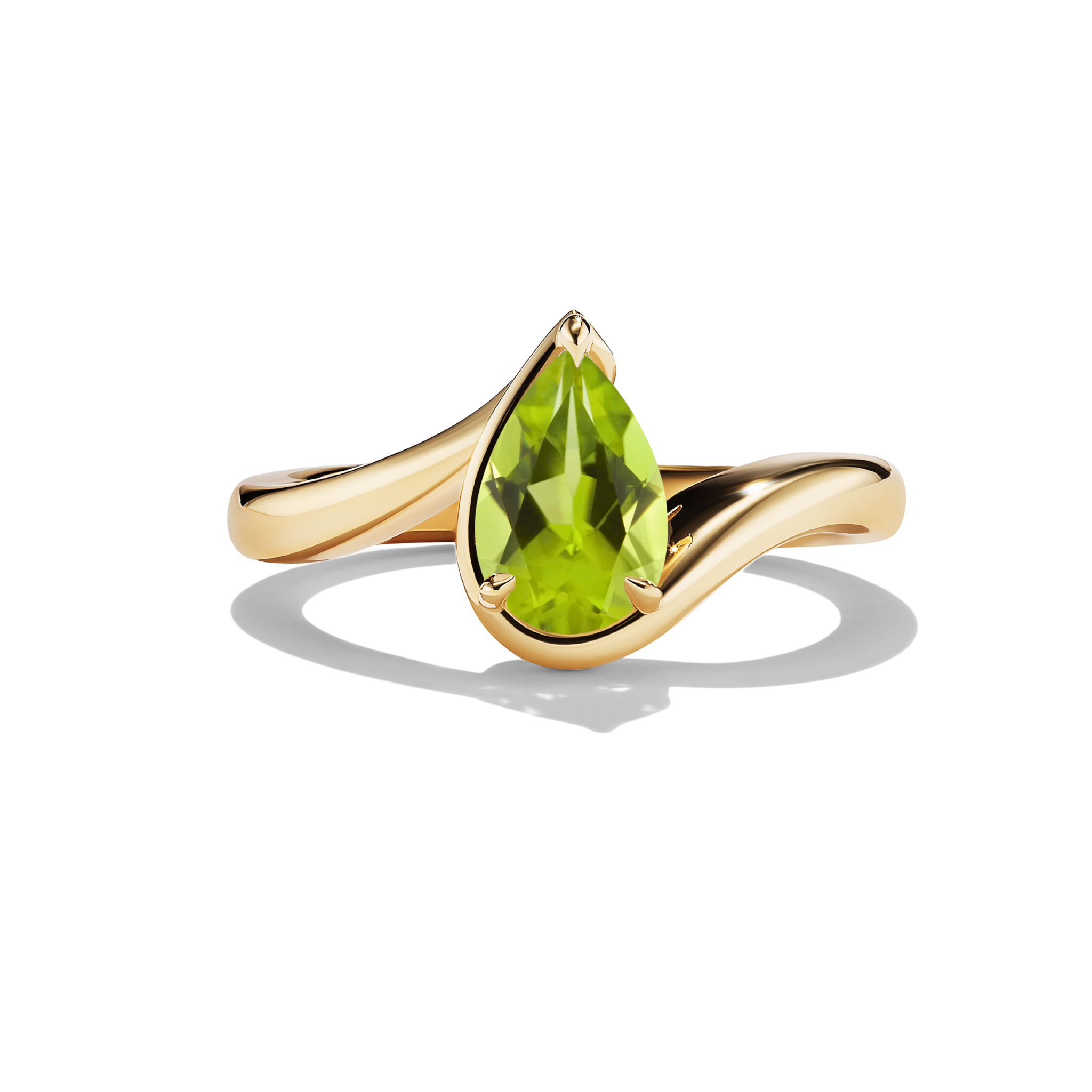 Product photo of BB Talia Peridot in 14k yellow gold, front view 