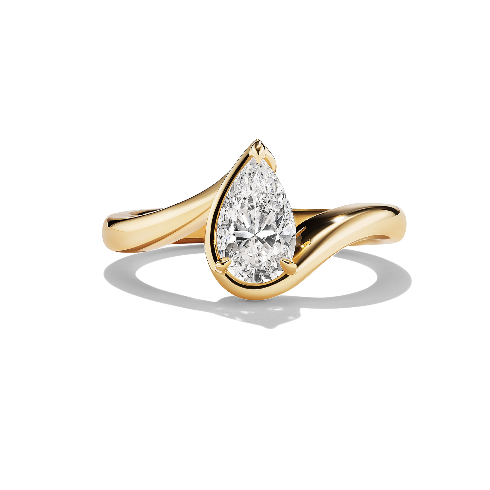 BB Talia White Diamond in 14k yellow gold front profile product photo.