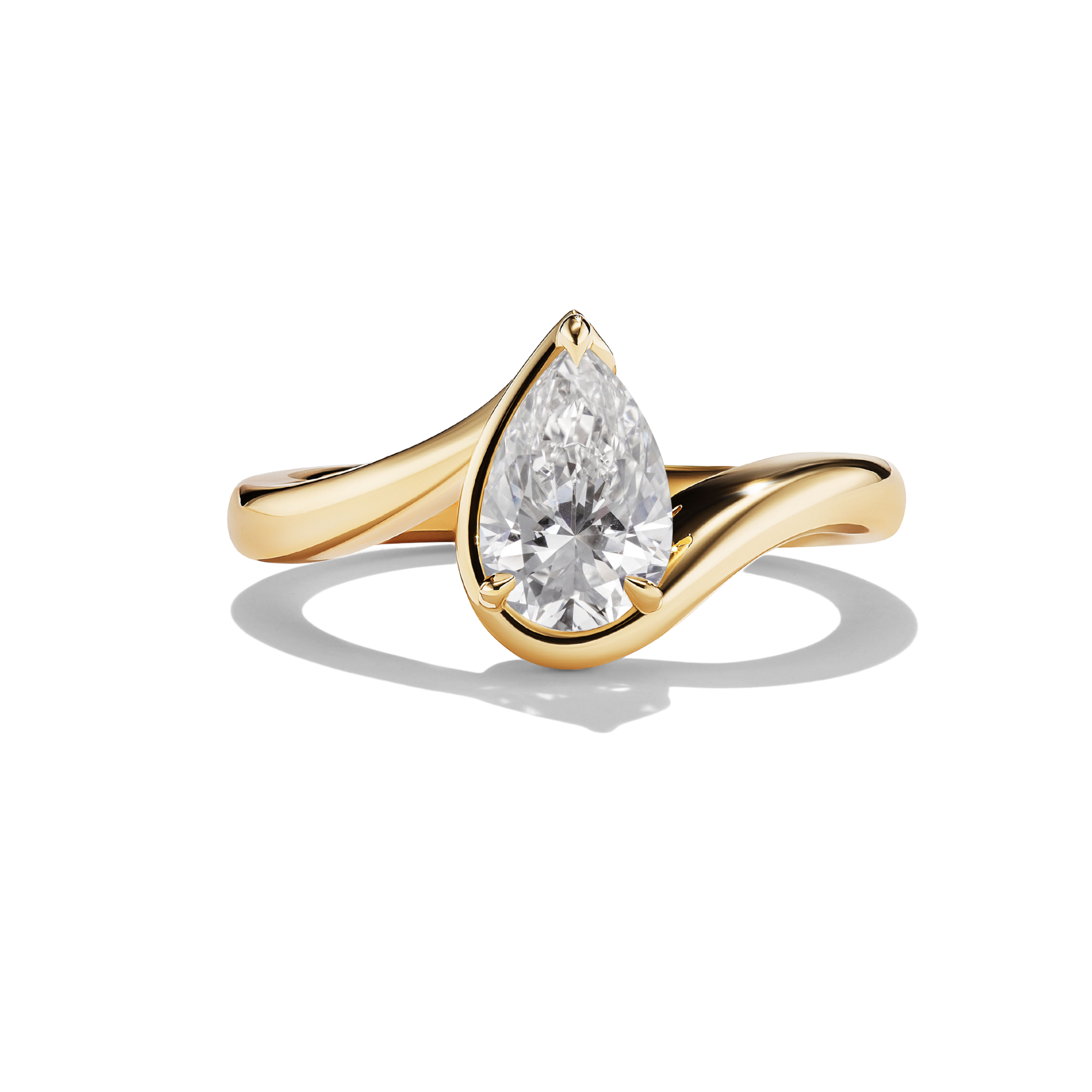 BB Talia White Sapphire in 14k yellow gold front profile product photo