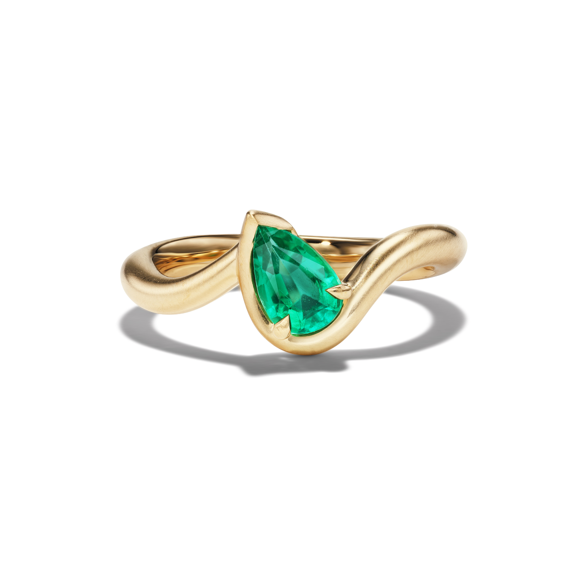 BB THELMA EMERALD GEMSTONE PINKY RING, front view