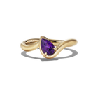 Amethyst BB Thelma pinky ring in 14k yellow gold, front view