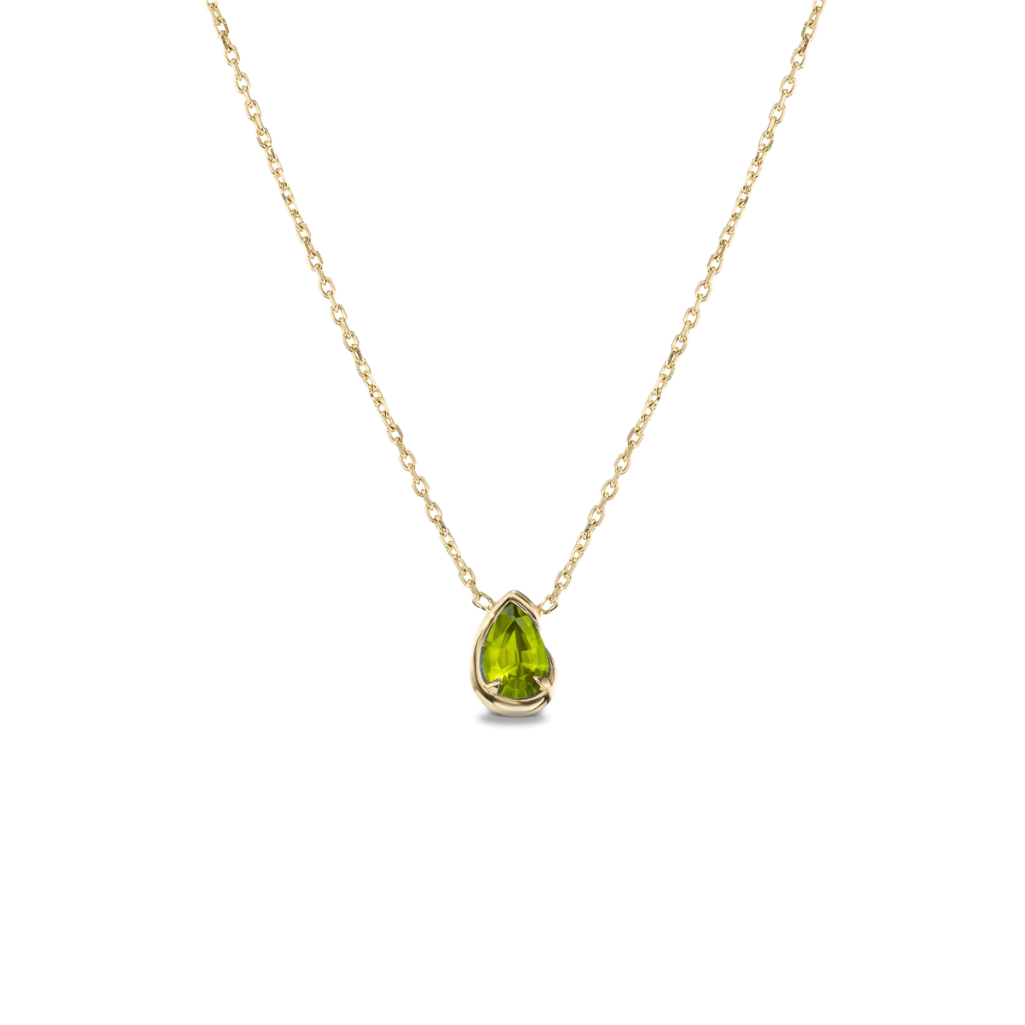 BB Thelma necklace Peridot in 14k yellow gold, front view