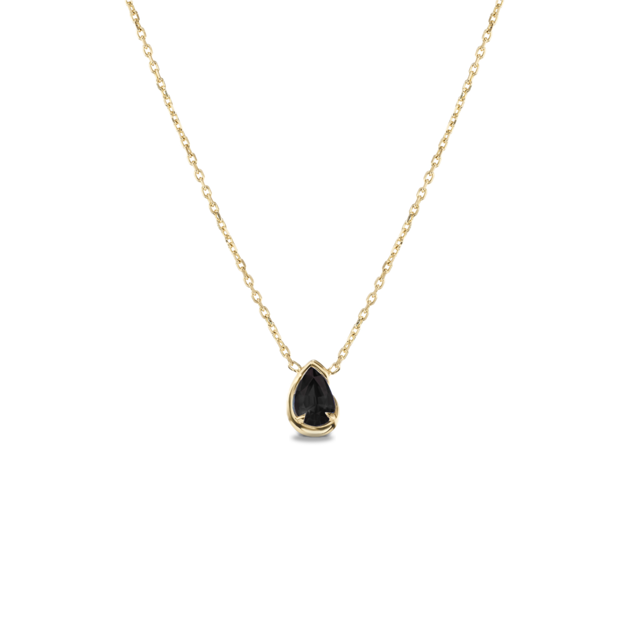 BB Thelma necklace Onyx in 14k yellow gold, front view