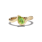 BB Thelma Pinky Ring Peridot in 14k yellow gold front profile product photo.