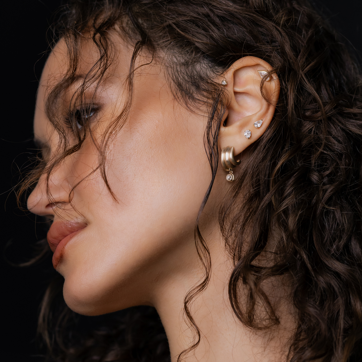 ASPEN THREE ROW OLD MINE DIAMOND DANGLE EARRINGS