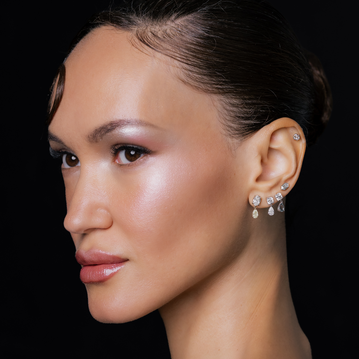 MONA OVAL 2 STONE YELLOW DIAMOND DROP EARRINGS
