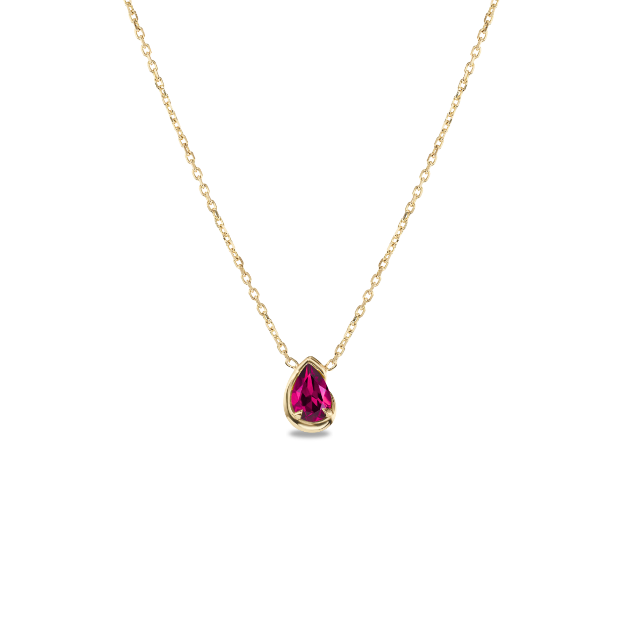BB Thelma Ruby Necklace in 14k yellow gold, front view