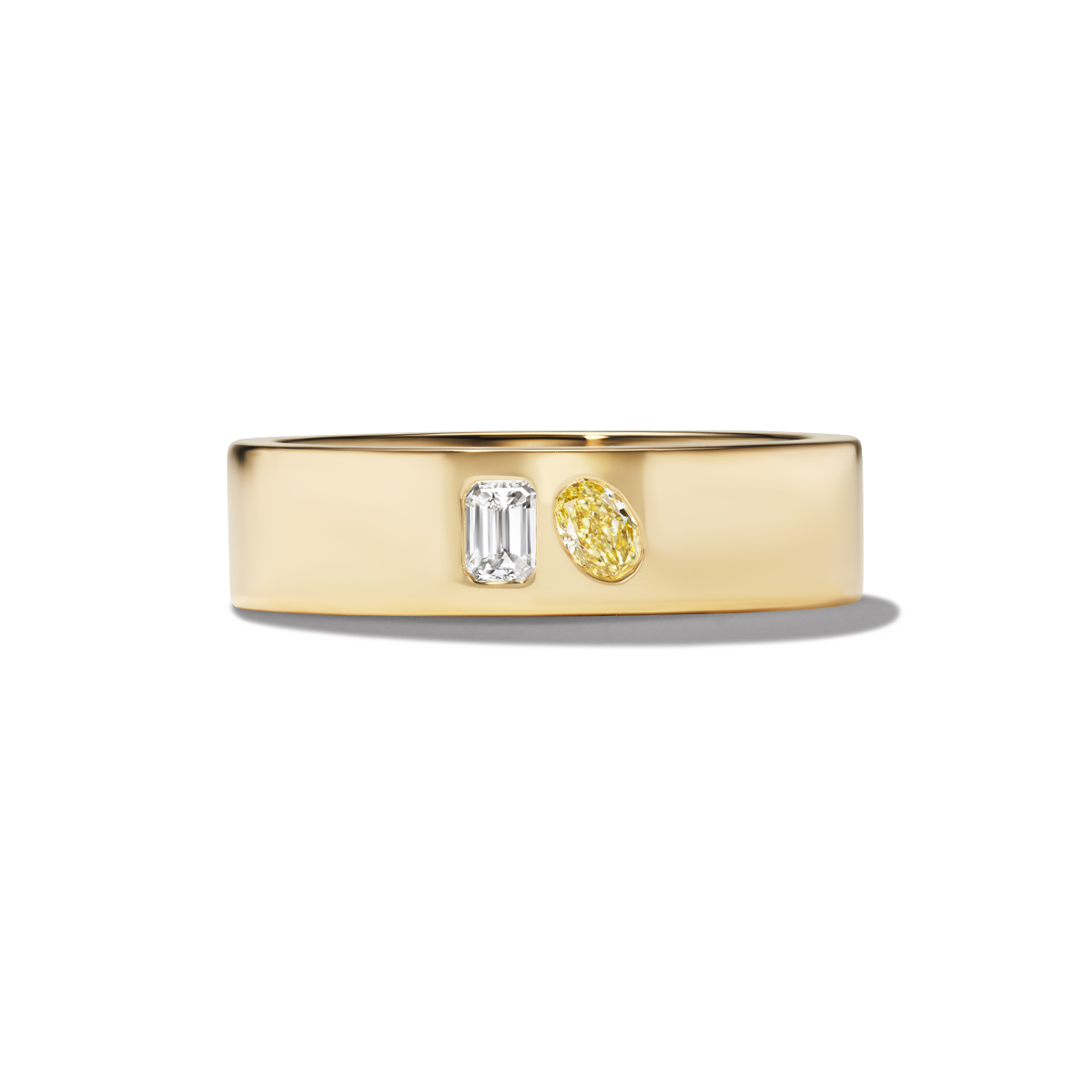 Dominik Toi et Moi Wedding Band in White Emerald + Yellow Oval